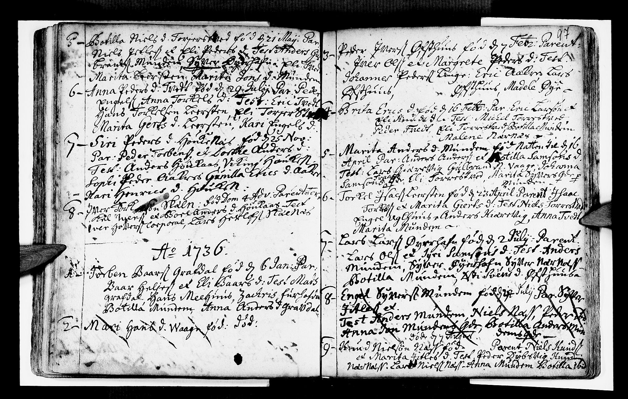 Strandebarm sokneprestembete, SAB/A-78401/H/Haa: Parish register (official) no. A 2 /3, 1727-1750, p. 97