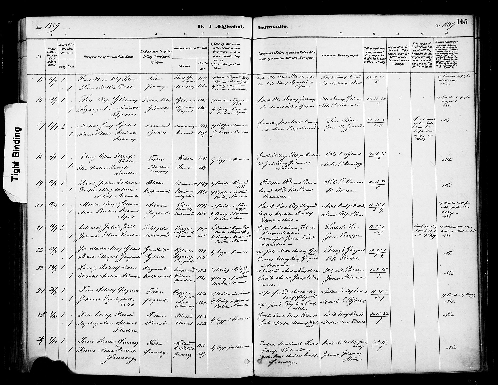 Ministerialprotokoller, klokkerbøker og fødselsregistre - Møre og Romsdal, AV/SAT-A-1454/569/L0819: Parish register (official) no. 569A05, 1885-1899, p. 165