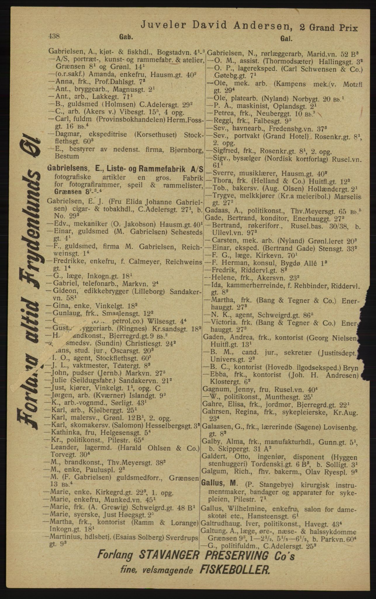 Kristiania/Oslo adressebok, PUBL/-, 1913, p. 450