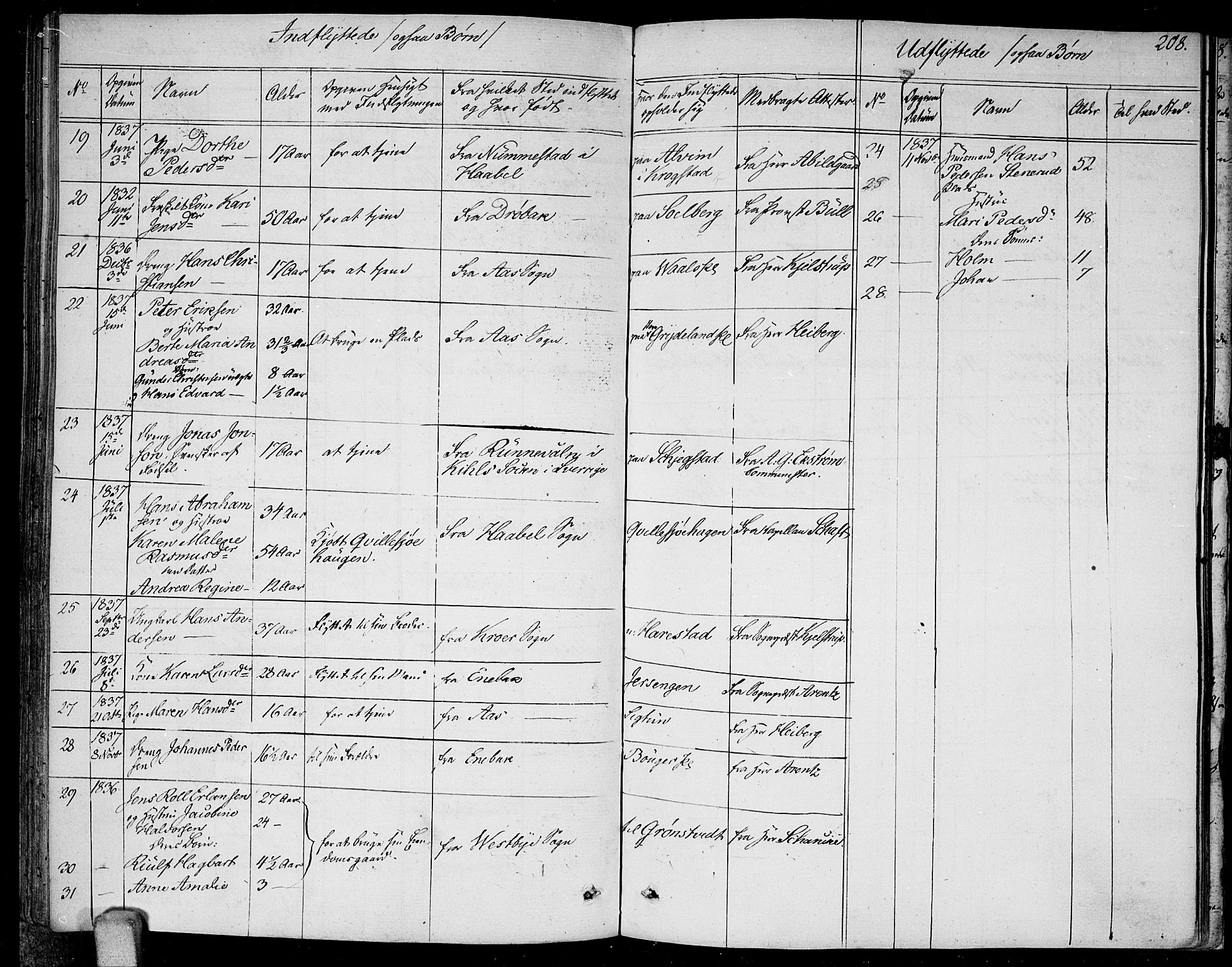 Kråkstad prestekontor Kirkebøker, AV/SAO-A-10125a/F/Fa/L0004: Parish register (official) no. I 4, 1825-1837, p. 208