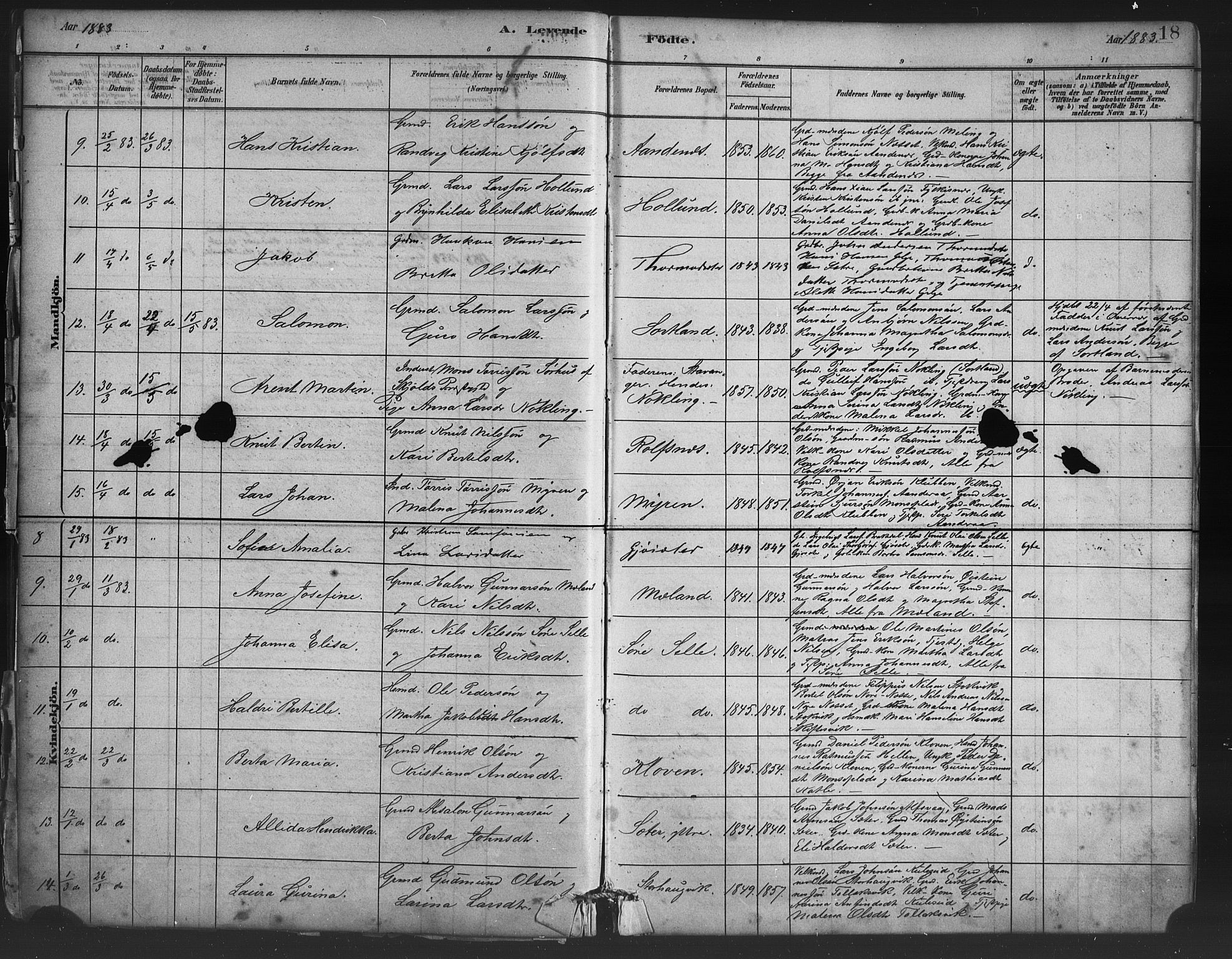 Finnås sokneprestembete, SAB/A-99925/H/Ha/Haa/Haac/L0001: Parish register (official) no. C 1, 1881-1894, p. 18