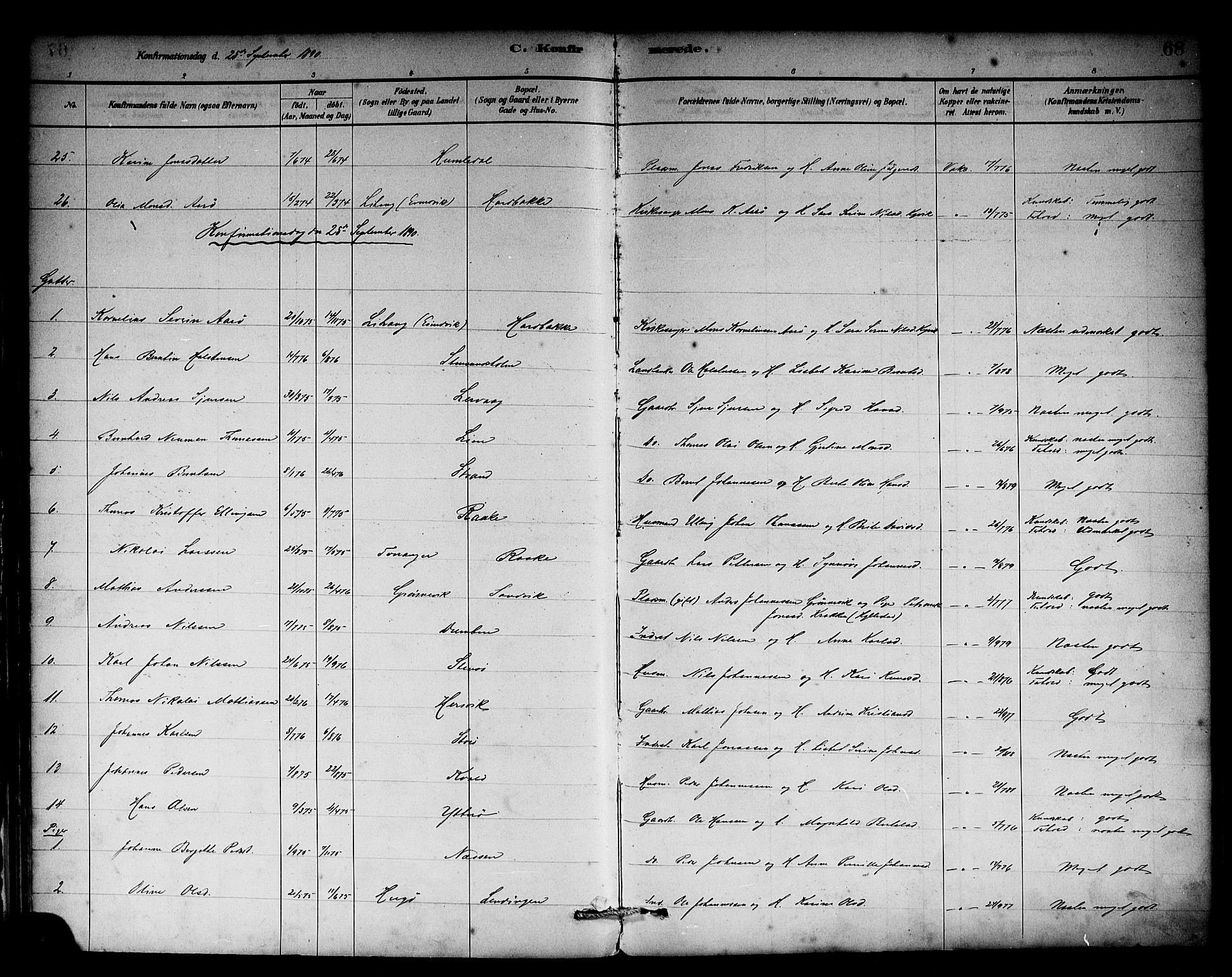 Solund sokneprestembete, SAB/A-81401: Parish register (official) no. A 1, 1881-1902, p. 68