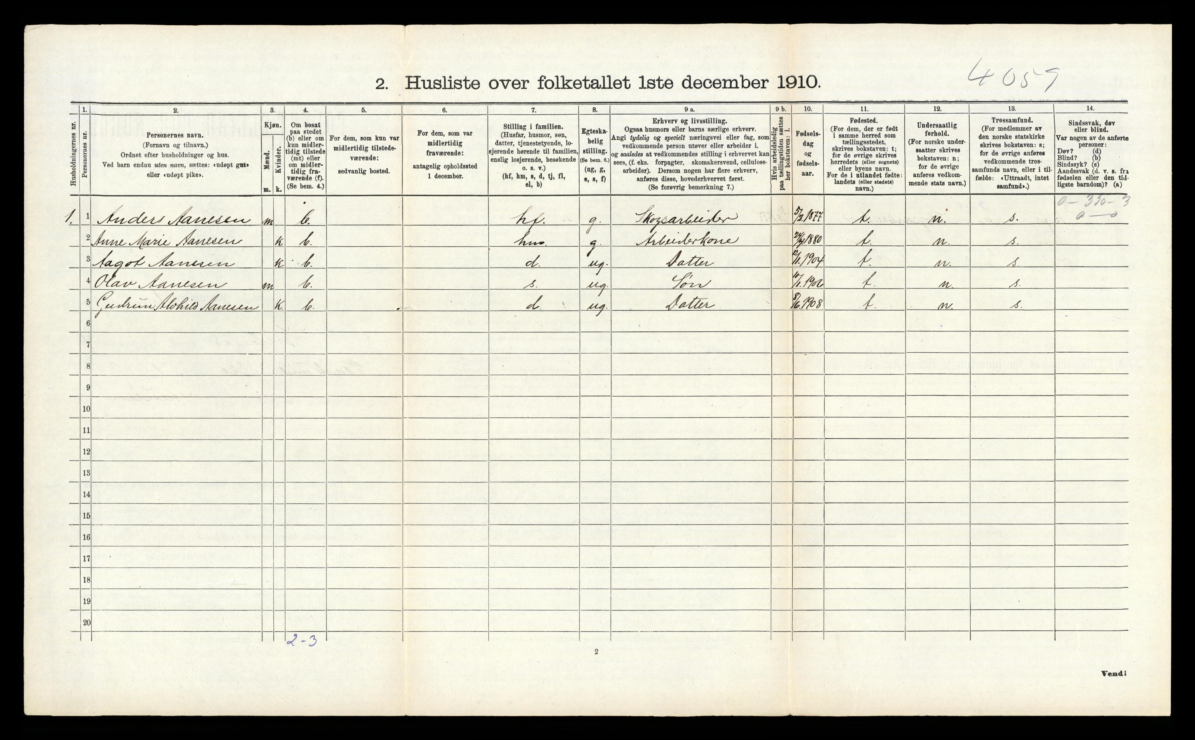 RA, 1910 census for Kviteseid, 1910, p. 339