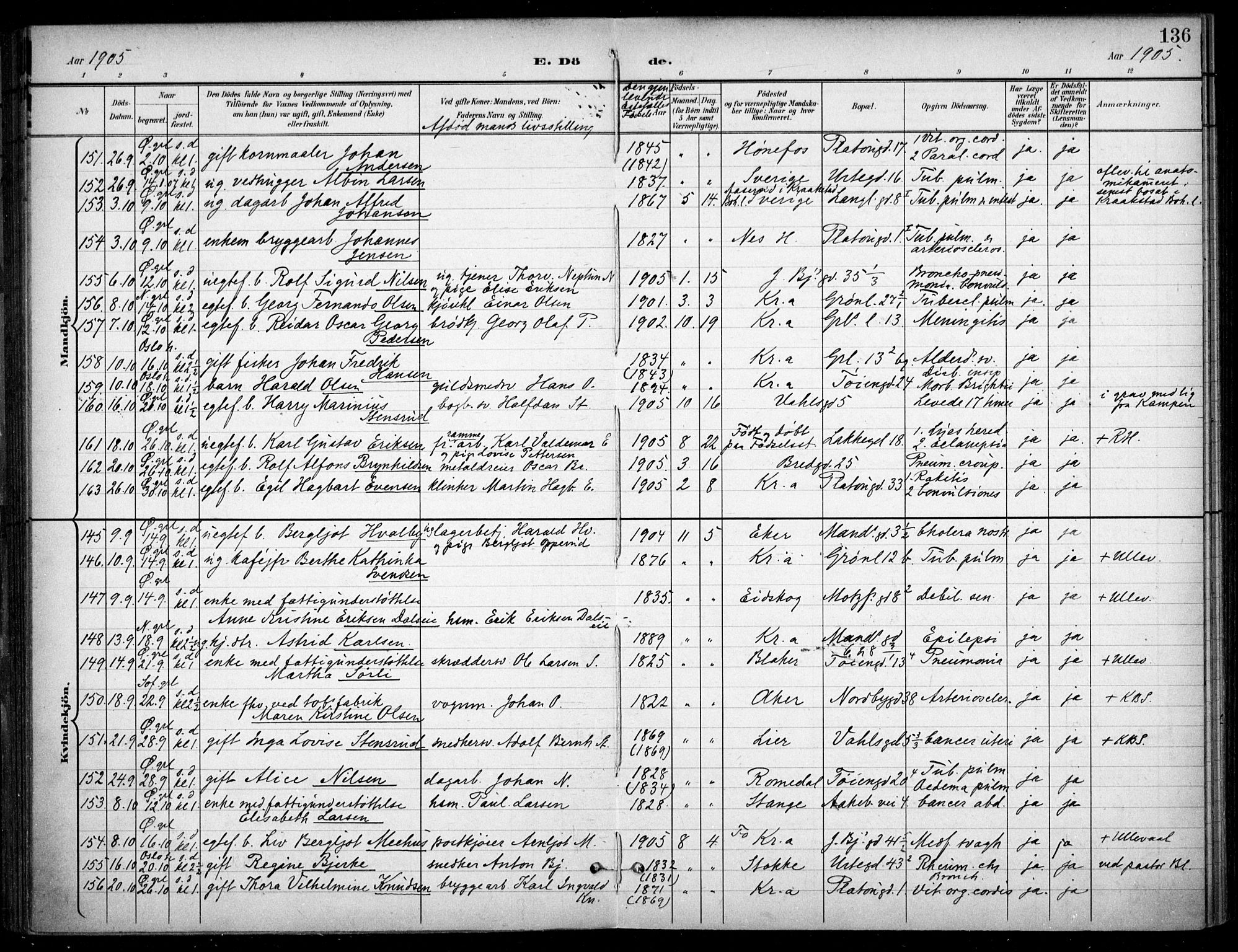 Grønland prestekontor Kirkebøker, SAO/A-10848/F/Fa/L0016: Parish register (official) no. 16, 1898-1918, p. 136