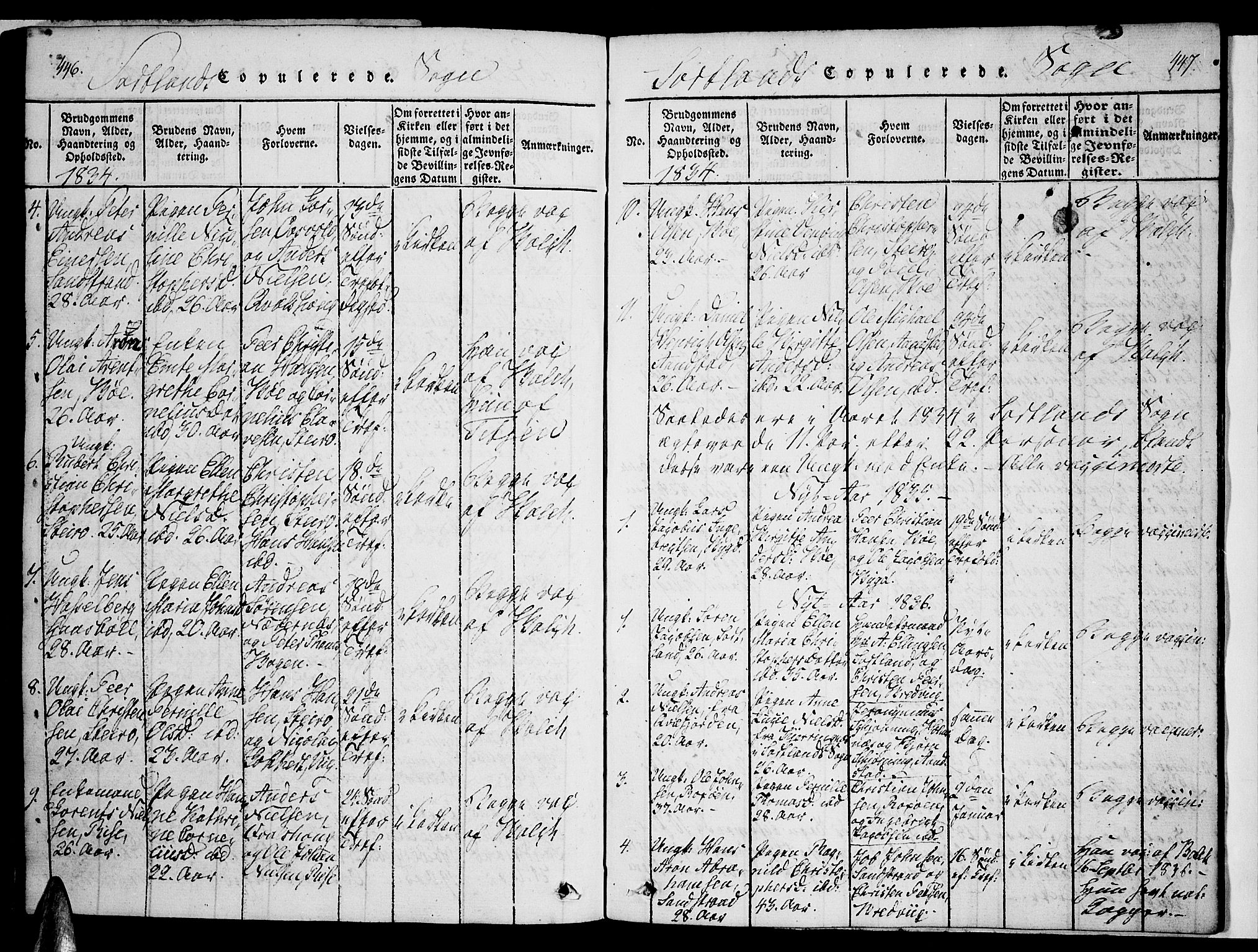 Ministerialprotokoller, klokkerbøker og fødselsregistre - Nordland, AV/SAT-A-1459/888/L1237: Parish register (official) no. 888A05 /2, 1820-1836, p. 446-447