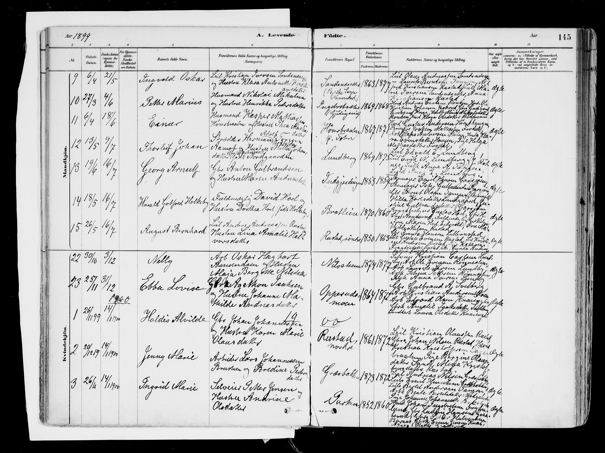 Hurdal prestekontor Kirkebøker, SAO/A-10889/F/Fa/L0007: Parish register (official) no. I 7, 1878-1906, p. 145