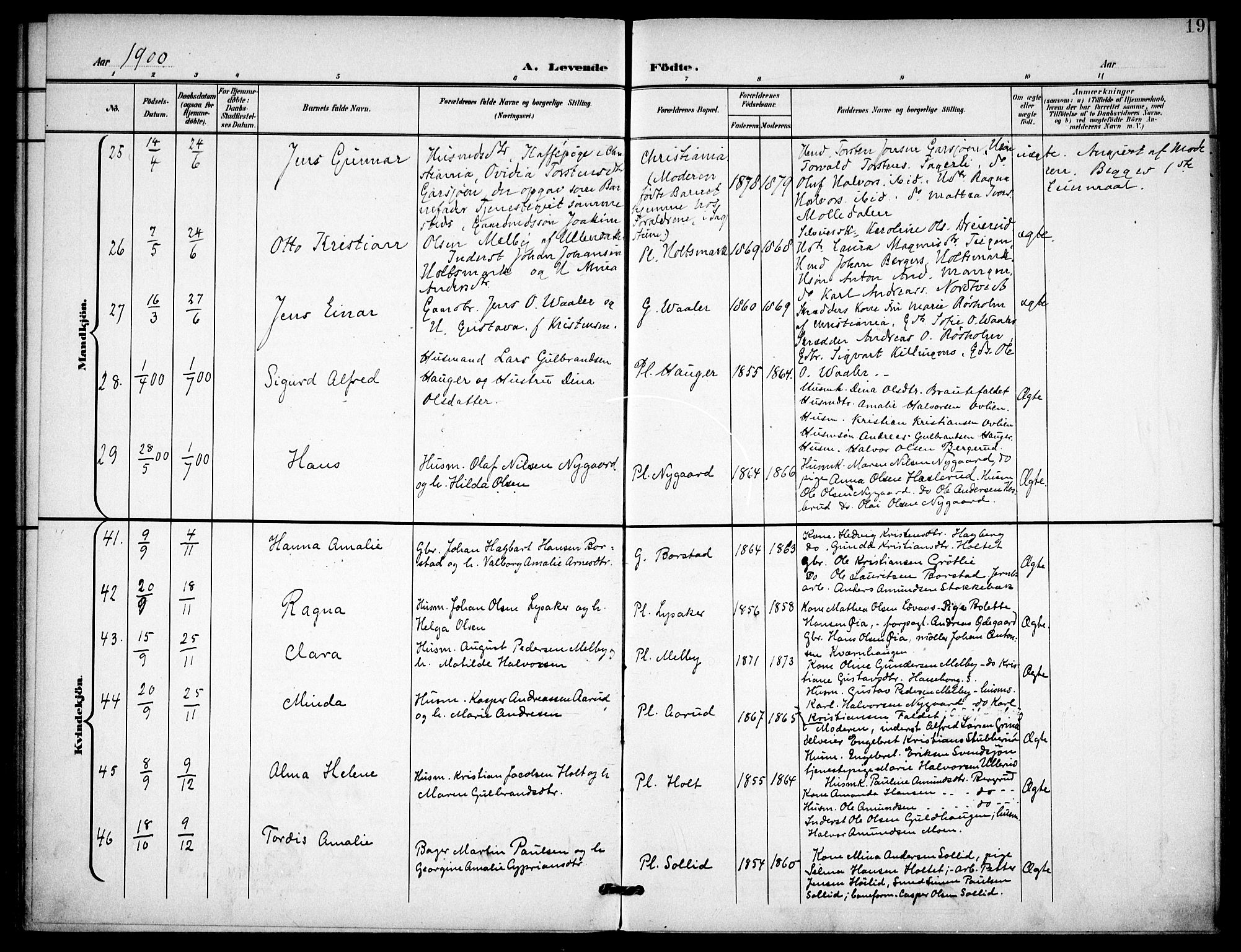 Aurskog prestekontor Kirkebøker, AV/SAO-A-10304a/F/Fa/L0010: Parish register (official) no. I 10, 1898-1905, p. 19