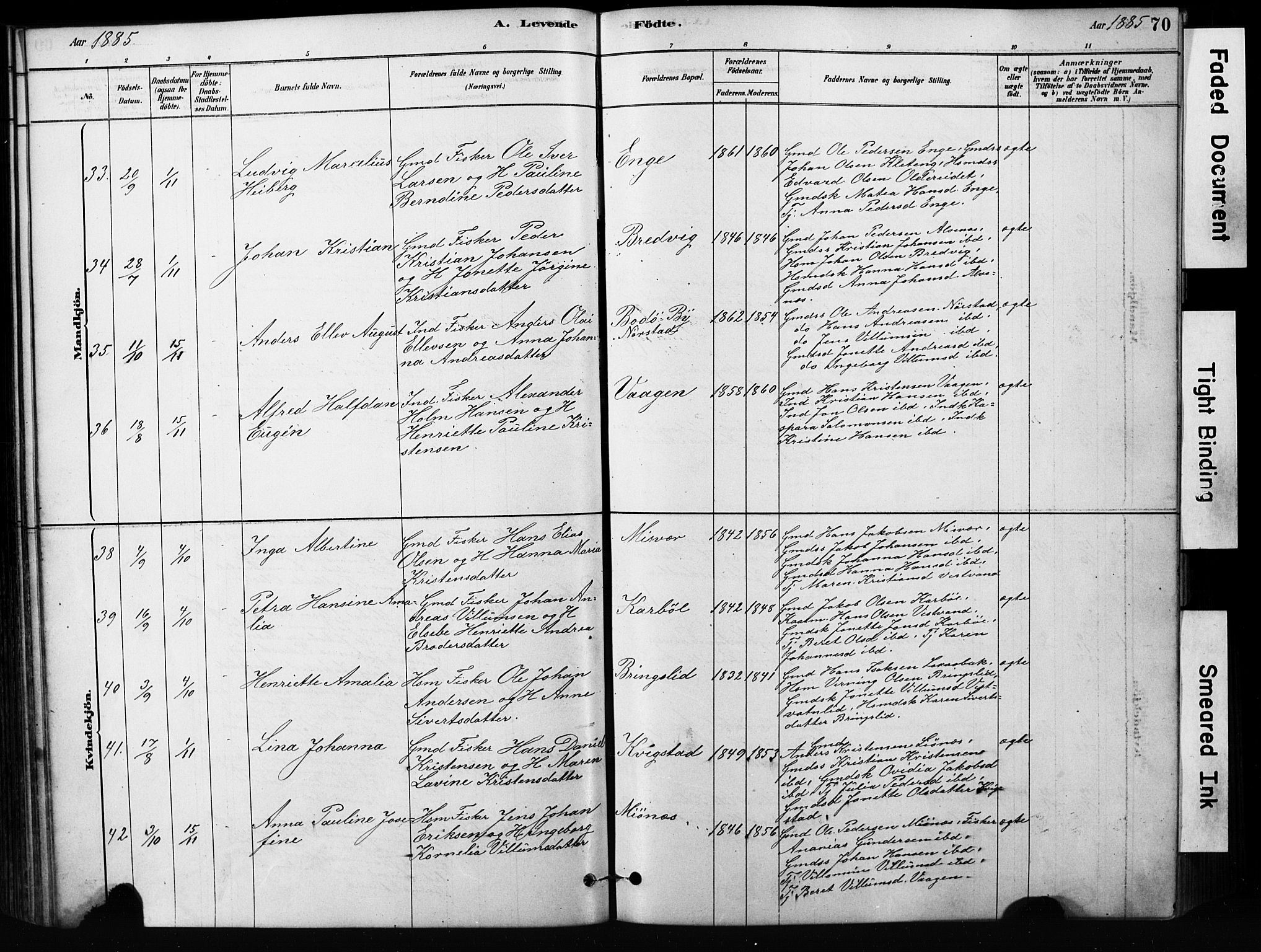 Ministerialprotokoller, klokkerbøker og fødselsregistre - Nordland, AV/SAT-A-1459/852/L0754: Parish register (copy) no. 852C05, 1878-1894, p. 70