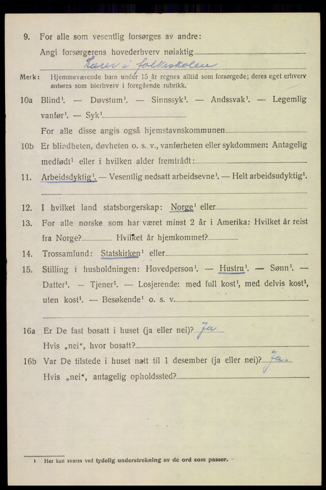 SAH, 1920 census for Vestre Toten, 1920, p. 3445