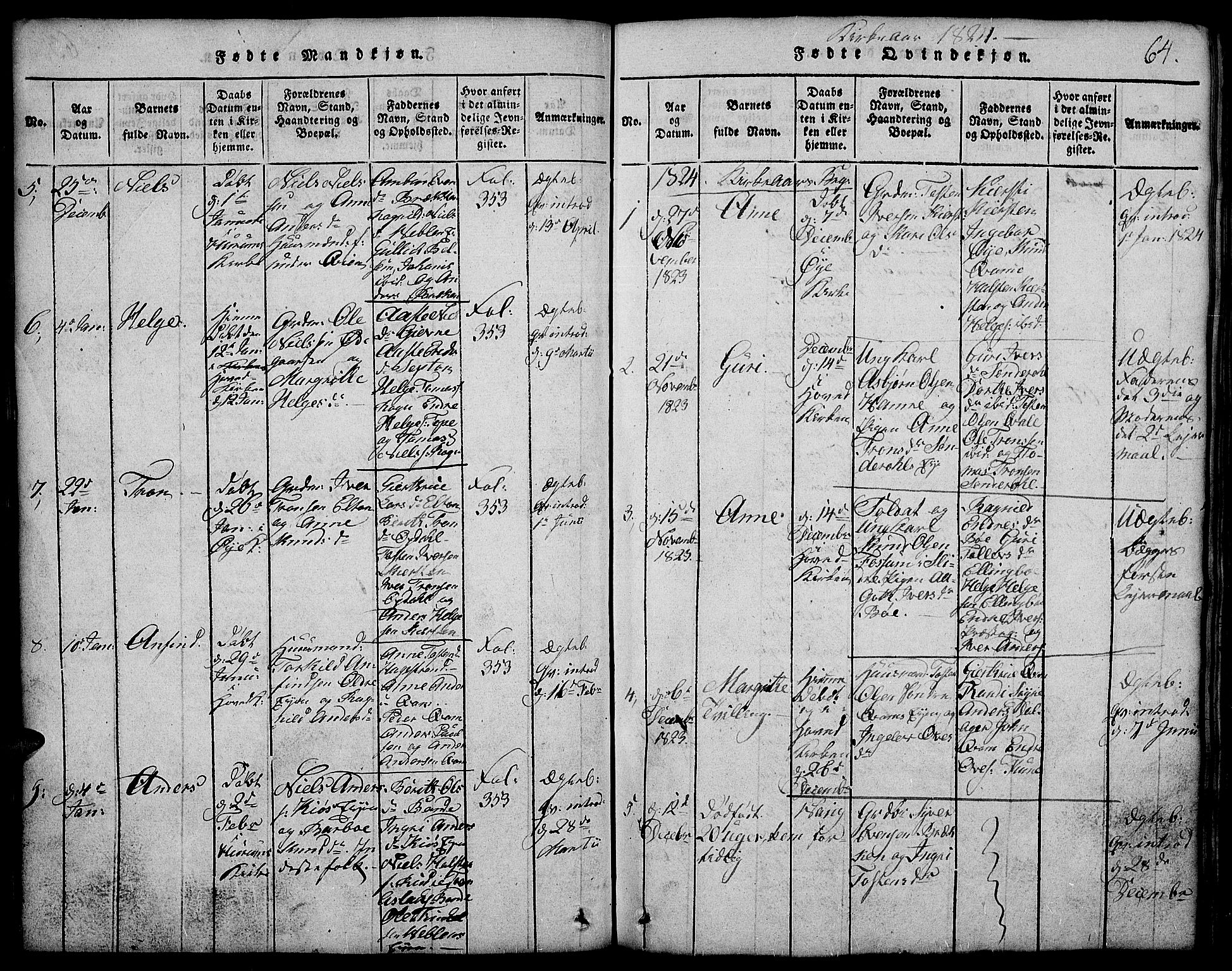 Vang prestekontor, Valdres, SAH/PREST-140/H/Hb/L0002: Parish register (copy) no. 2, 1814-1889, p. 64