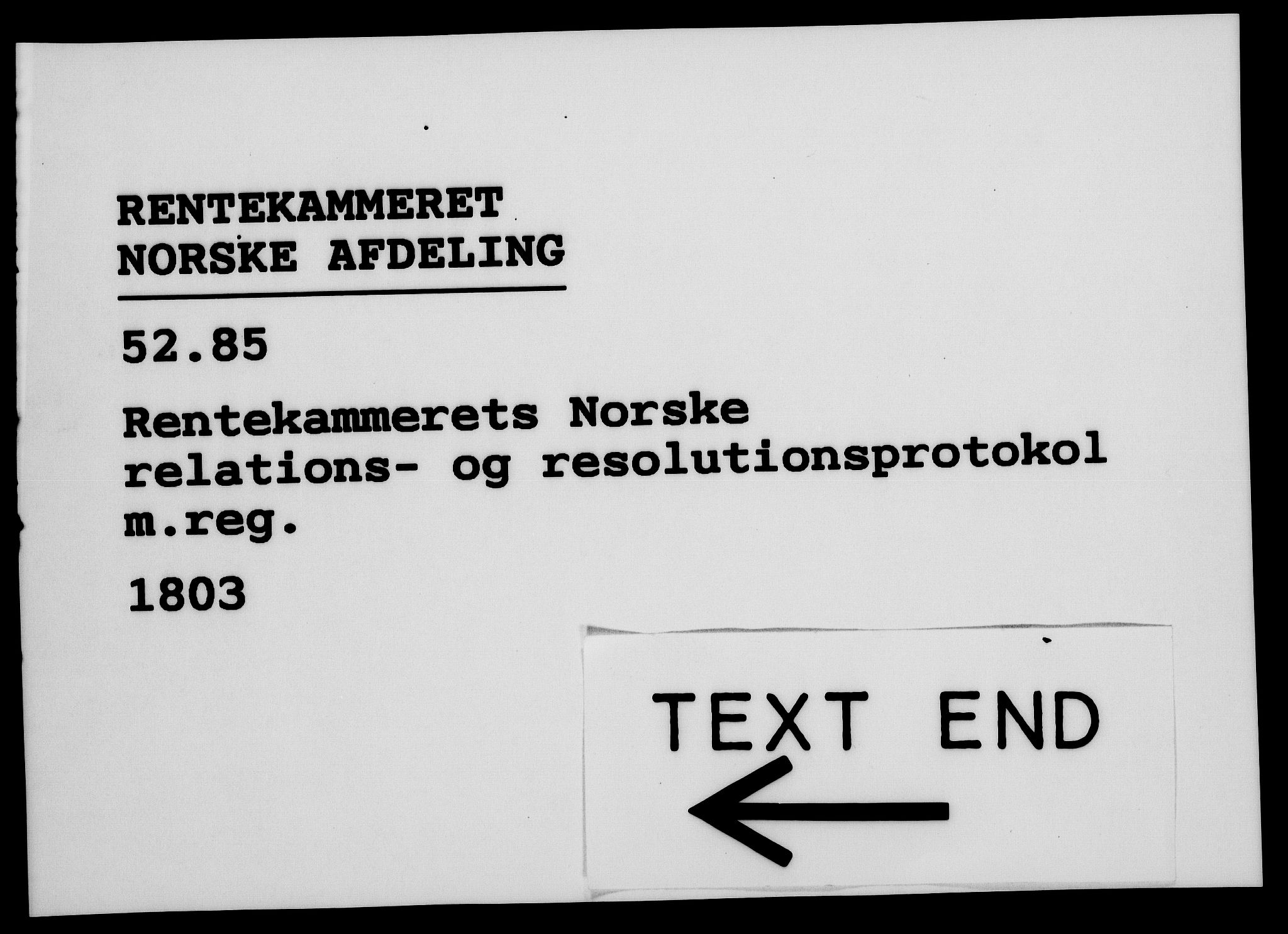 Rentekammeret, Kammerkanselliet, RA/EA-3111/G/Gf/Gfa/L0085: Norsk relasjons- og resolusjonsprotokoll (merket RK 52.85), 1803, p. 964