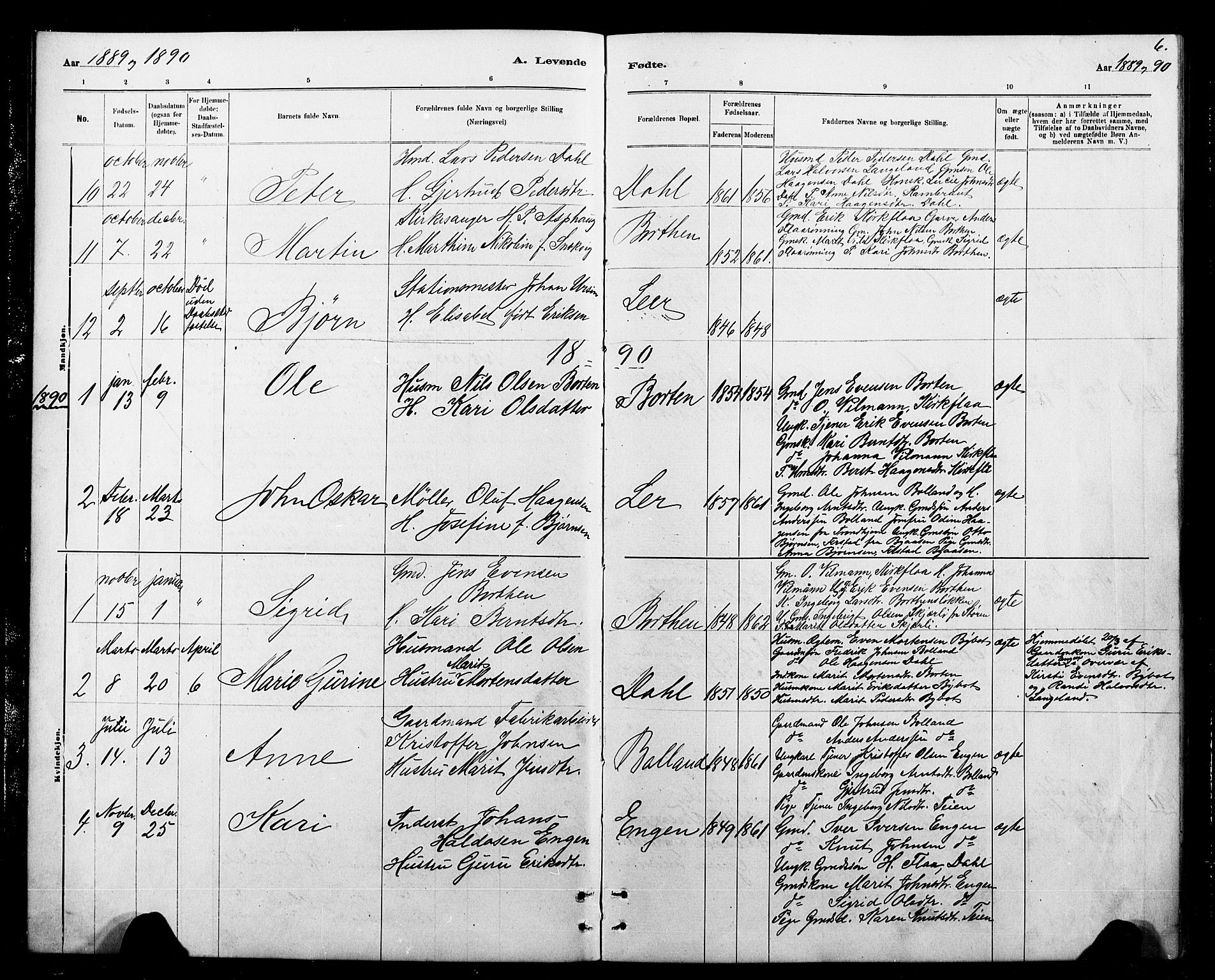 Ministerialprotokoller, klokkerbøker og fødselsregistre - Sør-Trøndelag, AV/SAT-A-1456/693/L1123: Parish register (copy) no. 693C04, 1887-1910, p. 6
