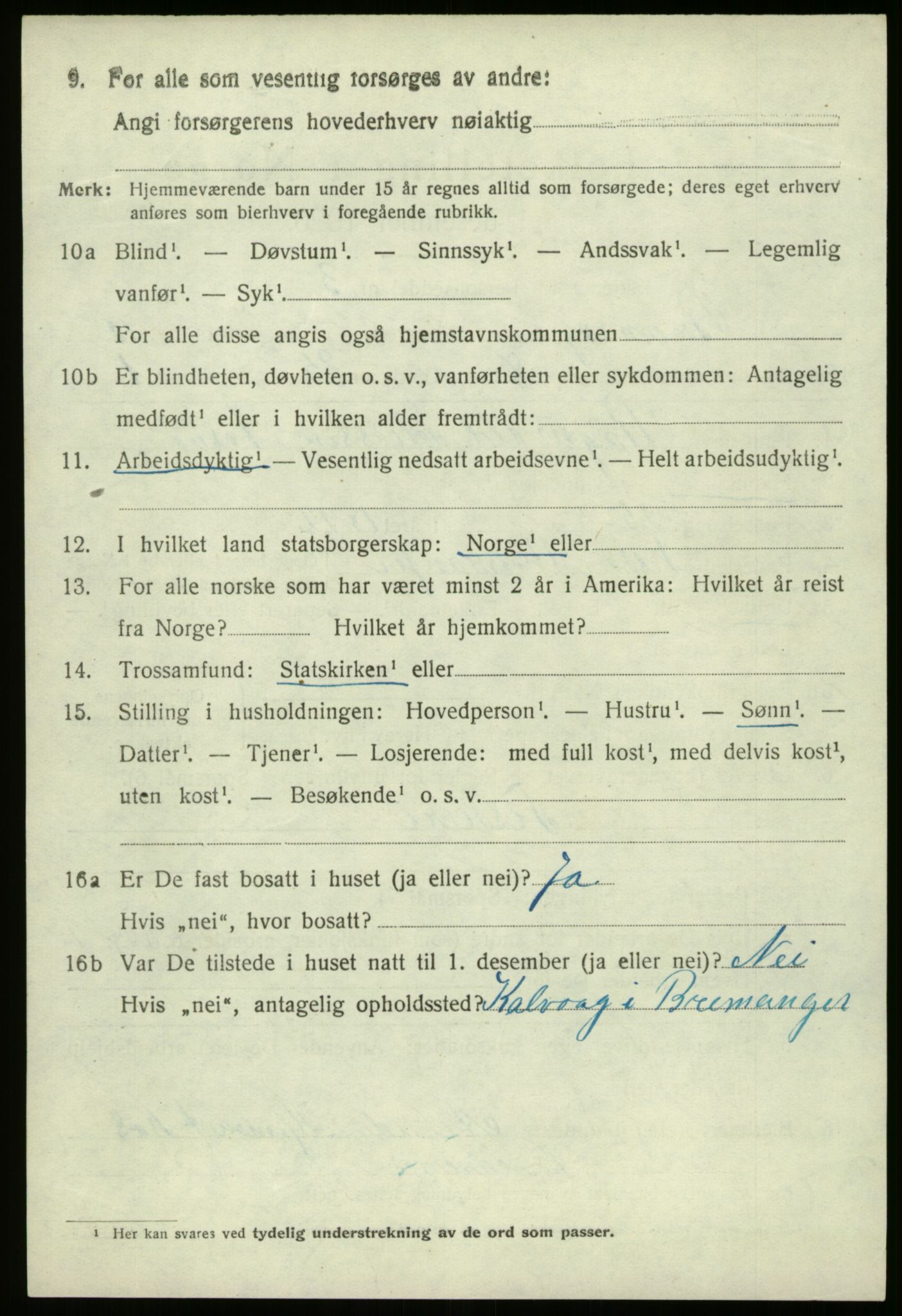 SAB, 1920 census for Bremanger, 1920, p. 5509