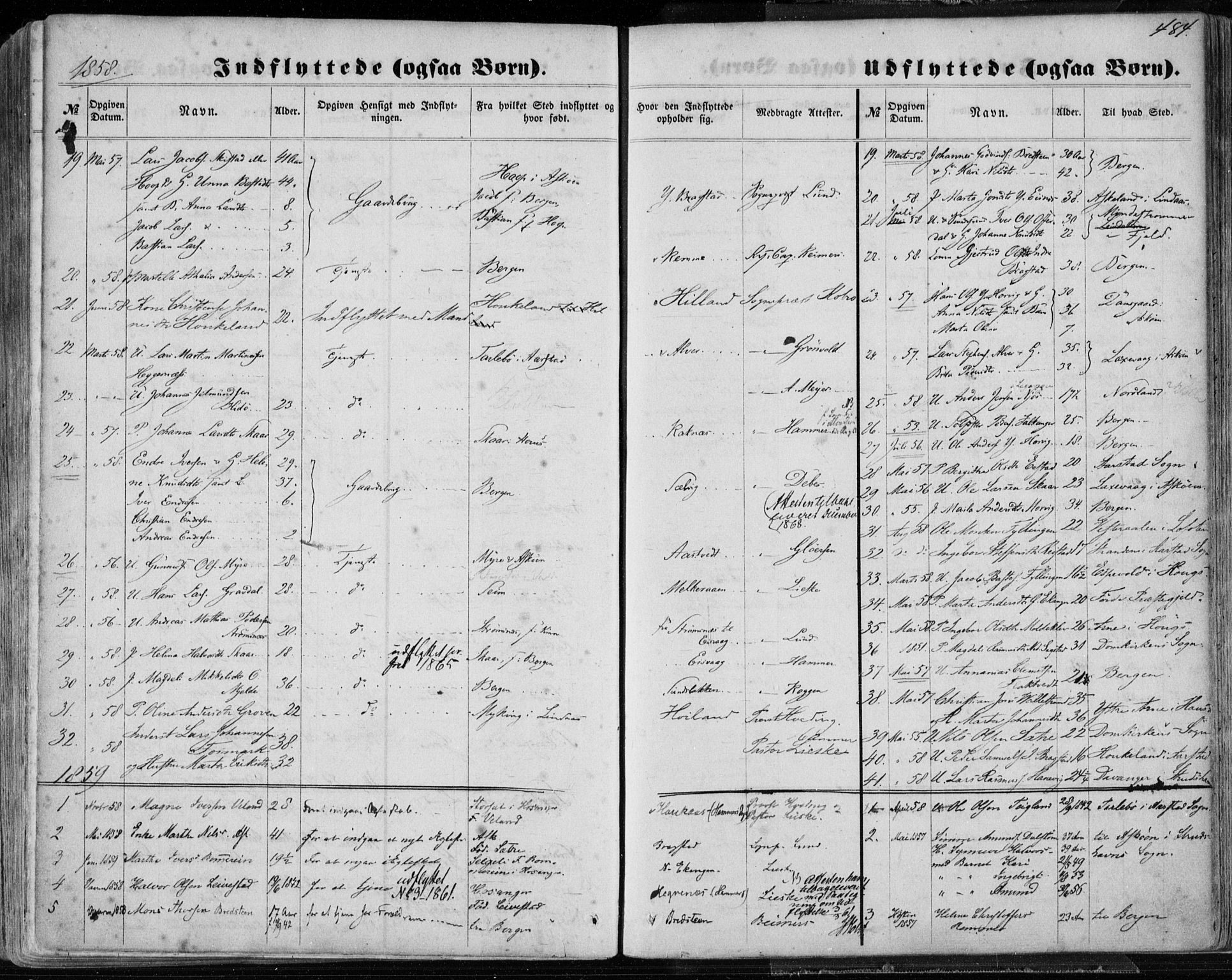 Hamre sokneprestembete, SAB/A-75501/H/Ha/Haa/Haaa/L0014: Parish register (official) no. A 14, 1858-1872, p. 484