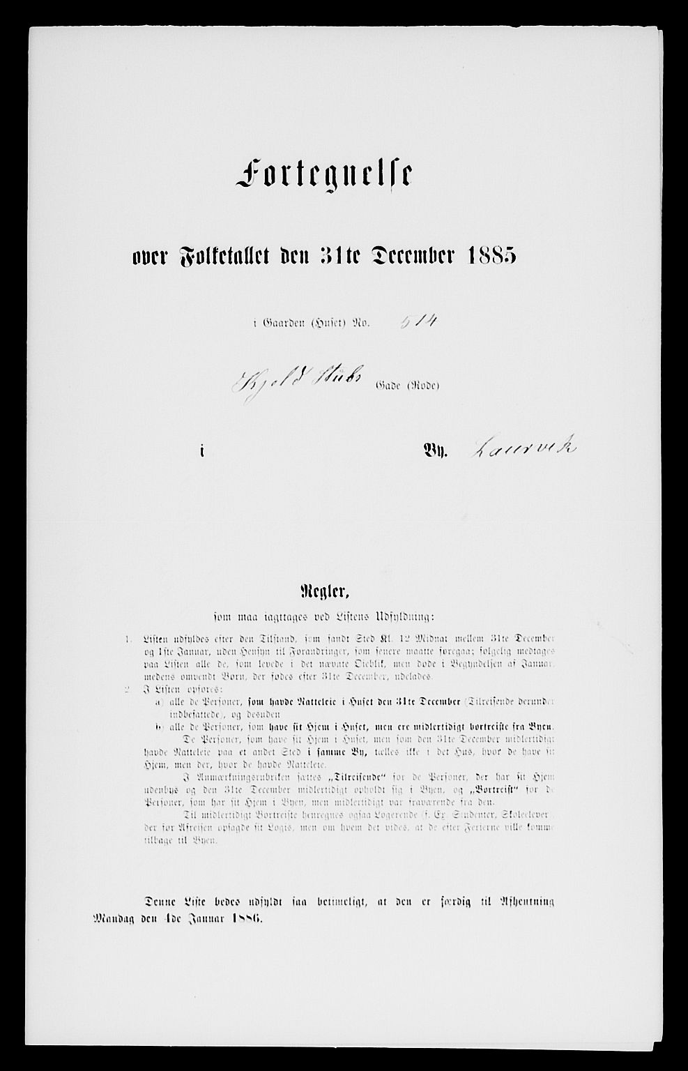 SAKO, 1885 census for 0707 Larvik, 1885, p. 1465