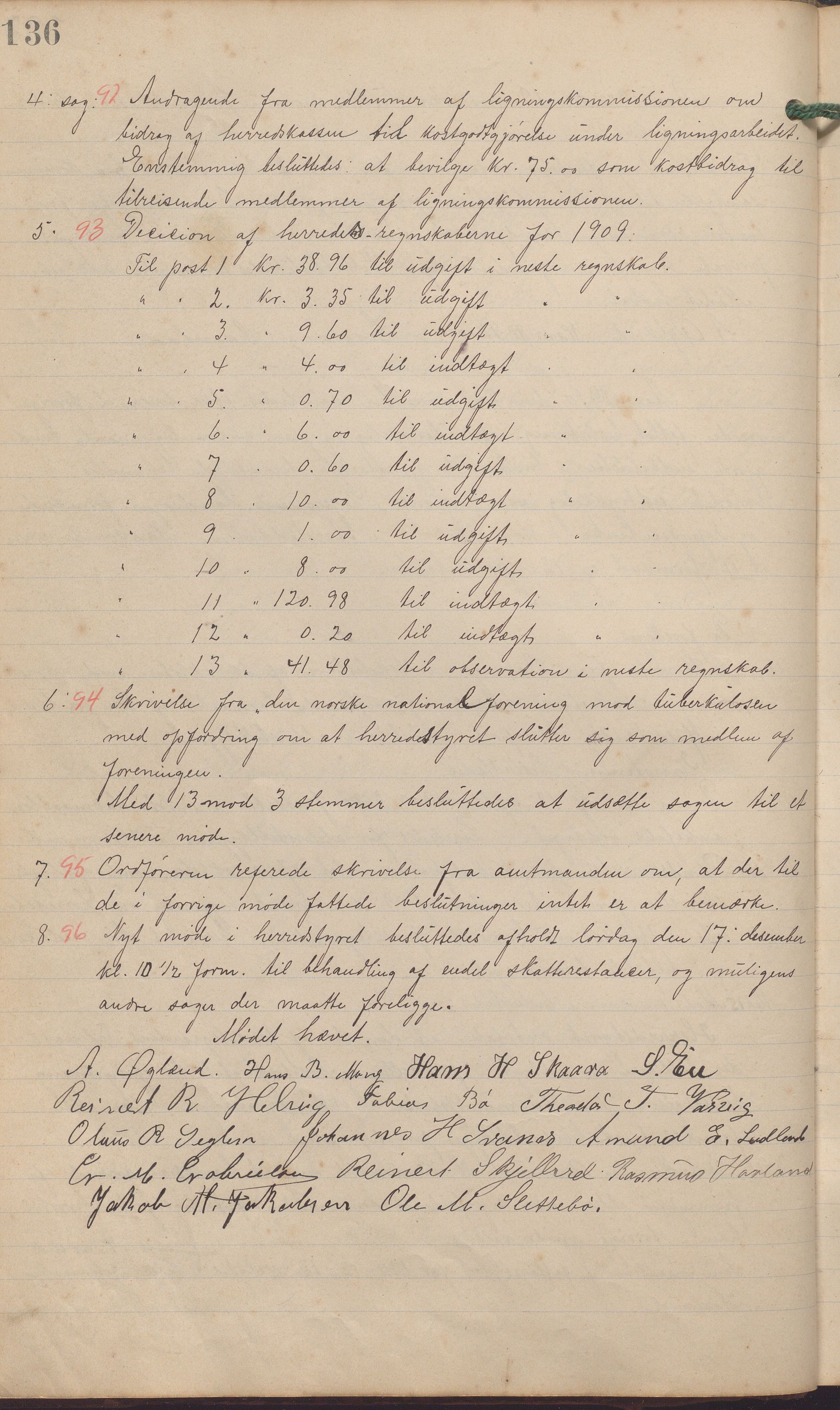 Eigersund kommune (Herredet) - Formannskapet, IKAR/K-100447/A/Aa/L0005: Møtebok, 1907-1920, p. 136