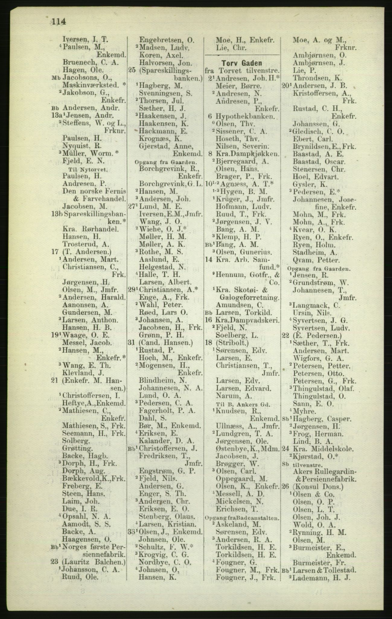 Kristiania/Oslo adressebok, PUBL/-, 1882, p. 114