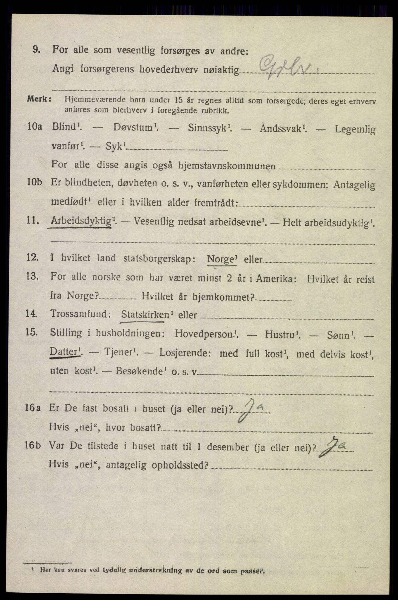 SAK, 1920 census for Lyngdal, 1920, p. 4796