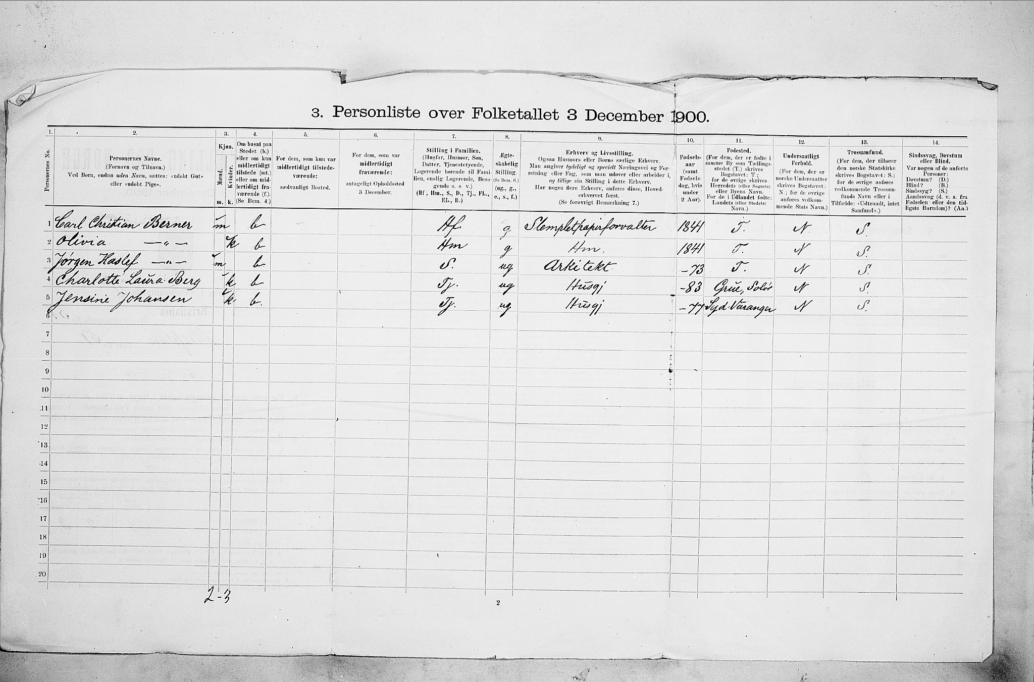 SAO, 1900 census for Kristiania, 1900, p. 39723