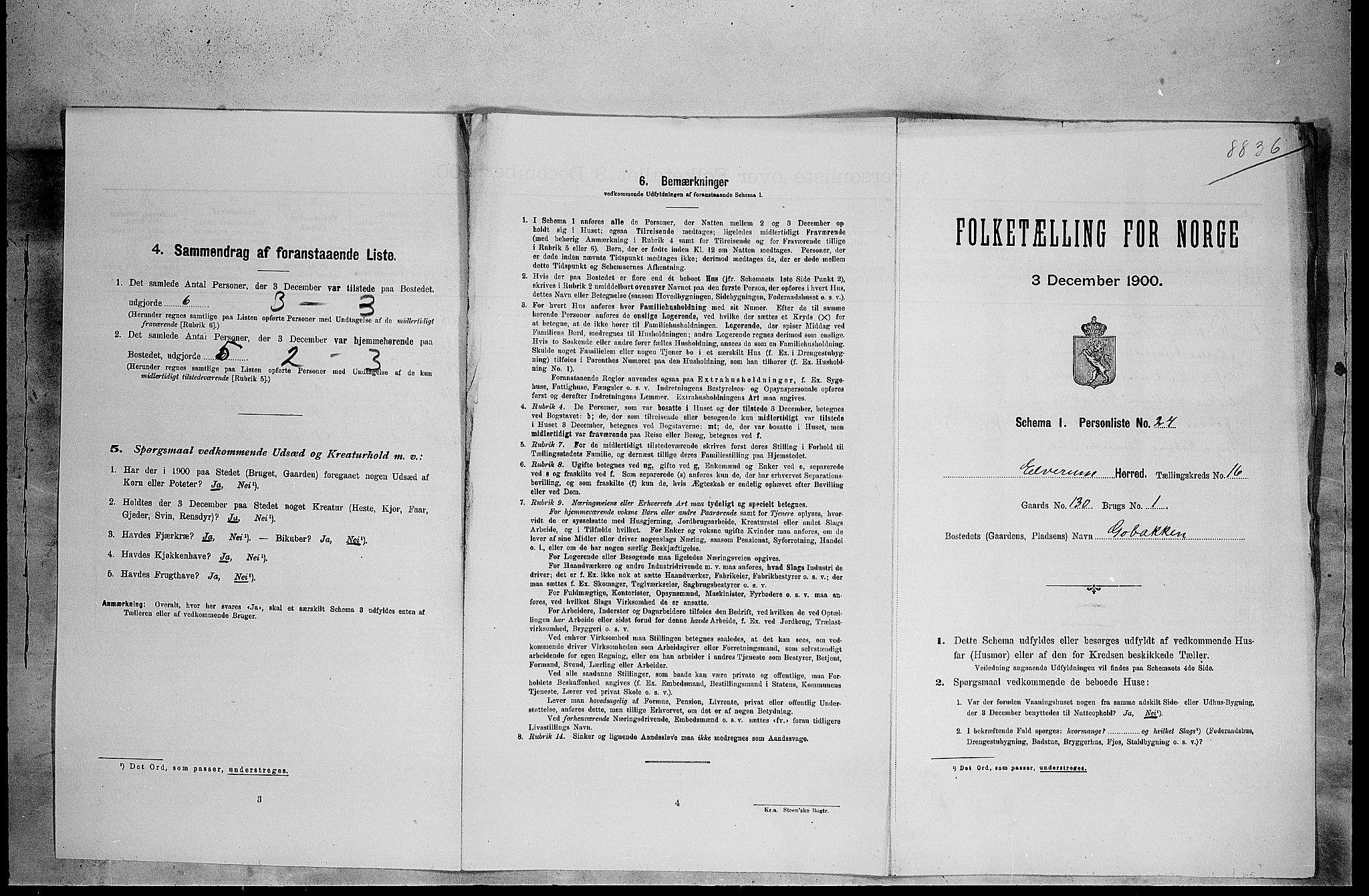 SAH, 1900 census for Elverum, 1900, p. 2274