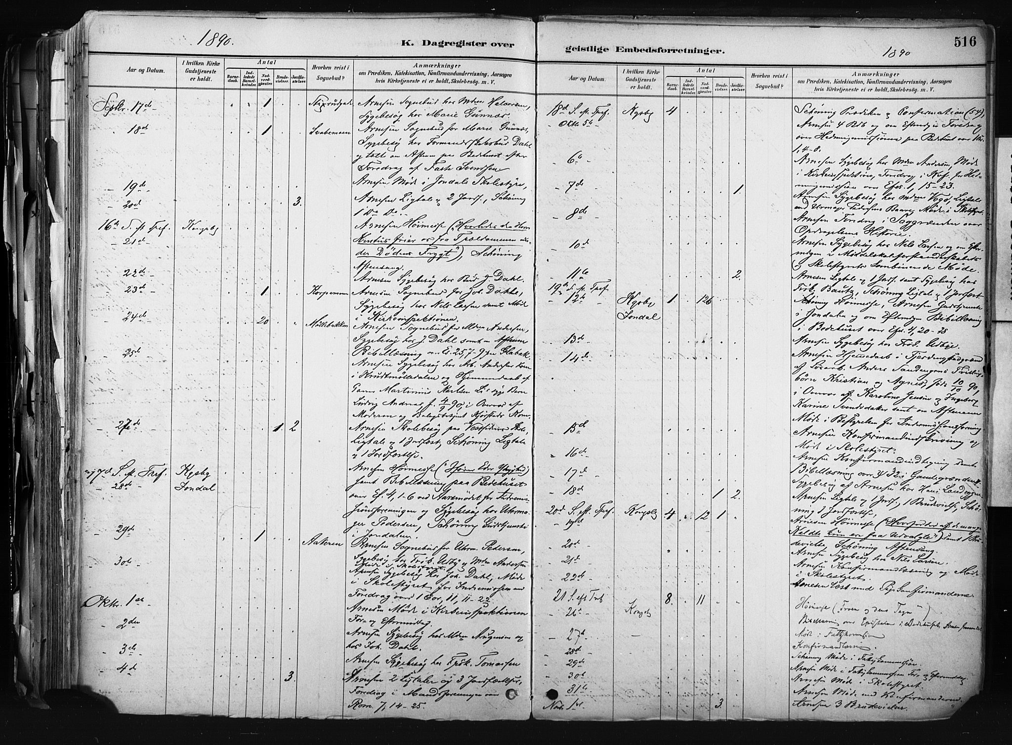 Kongsberg kirkebøker, SAKO/A-22/F/Fb/L0002: Parish register (official) no. II 2, 1886-1896, p. 516