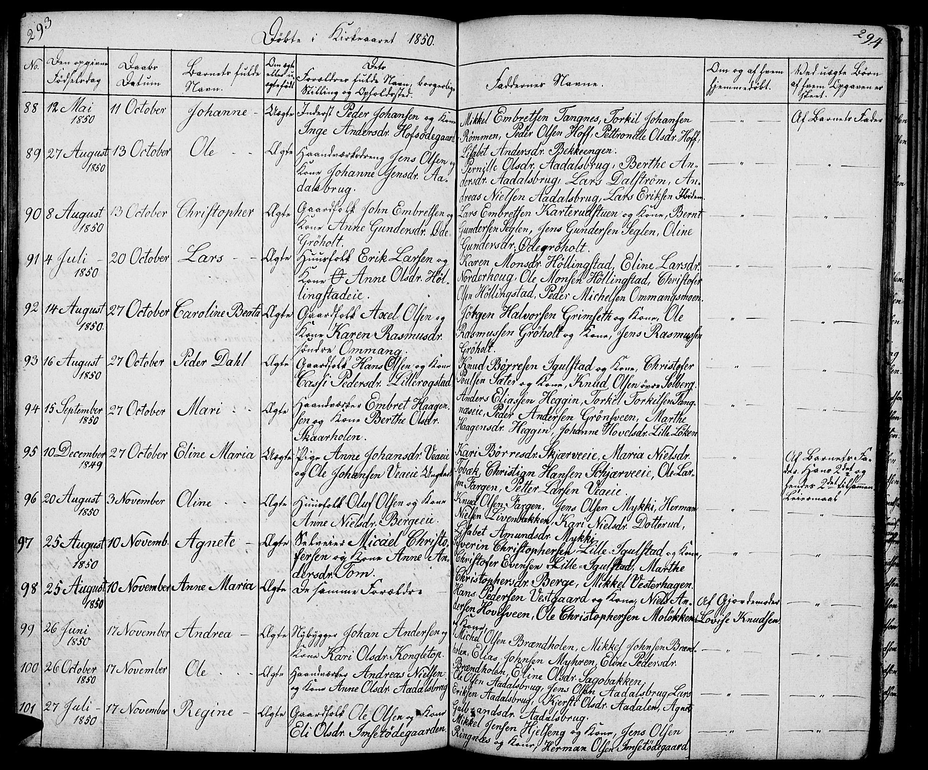 Løten prestekontor, AV/SAH-PREST-022/L/La/L0002: Parish register (copy) no. 2, 1832-1850, p. 293-294