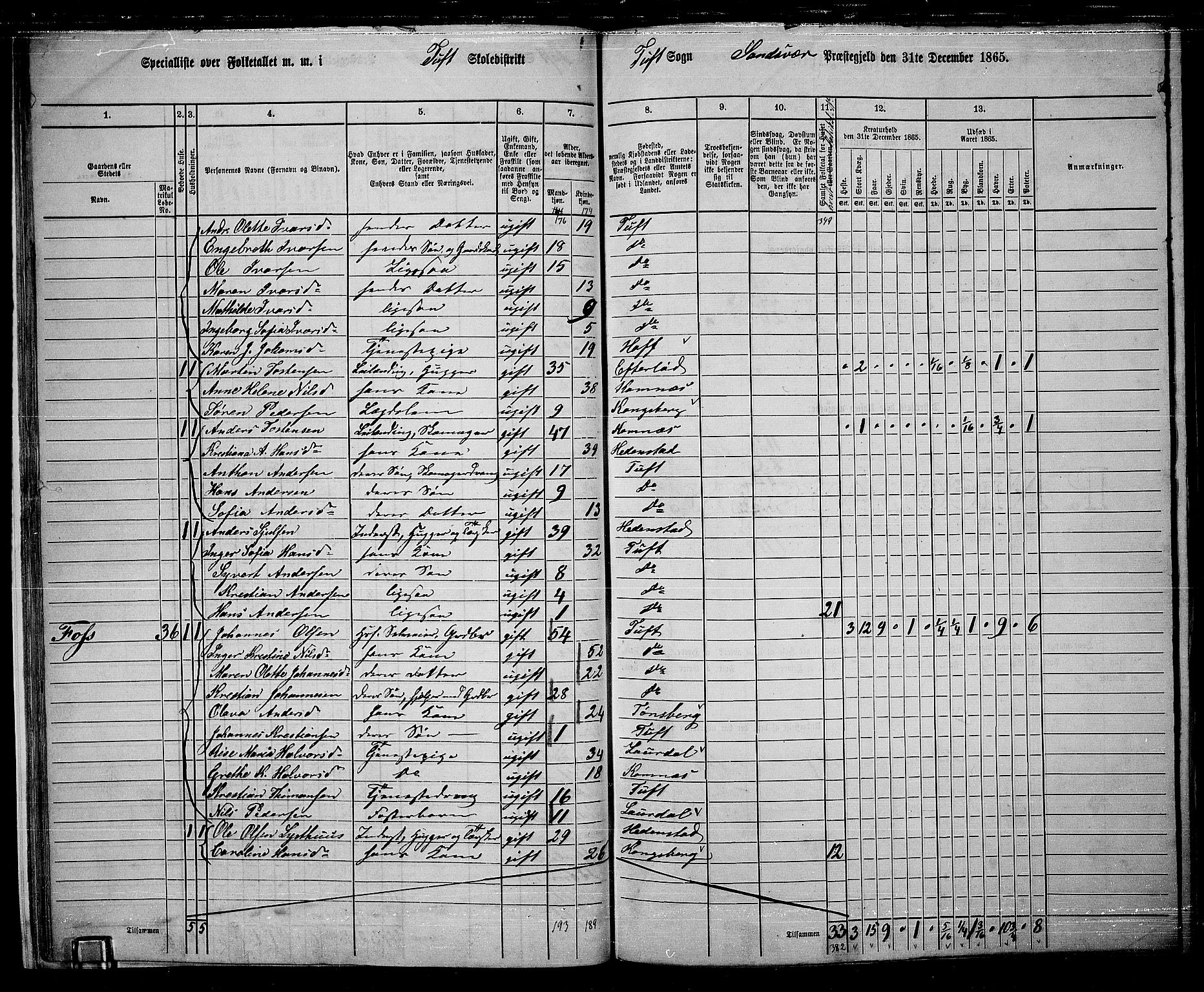 RA, 1865 census for Sandsvær, 1865, p. 24