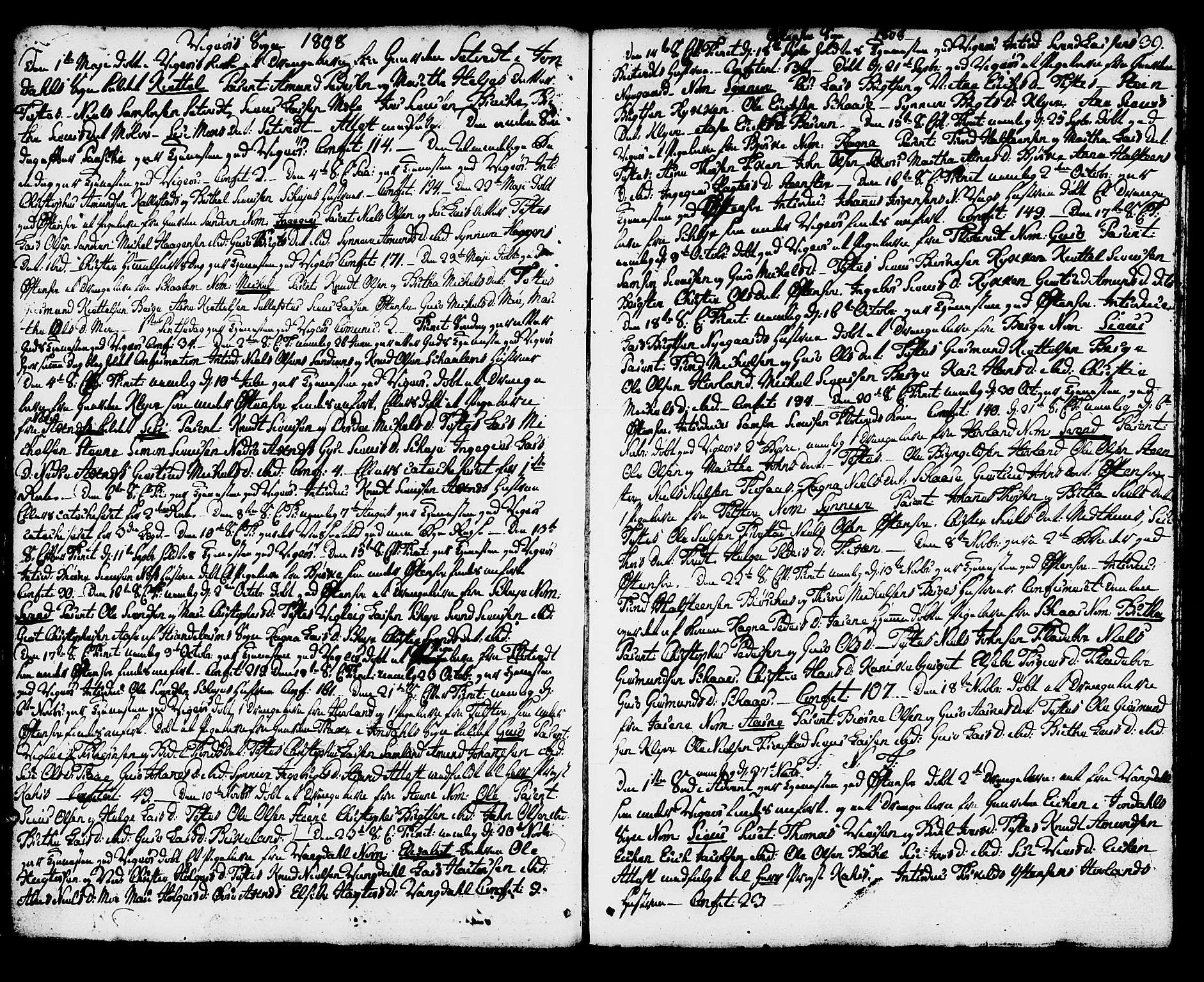 Kvam sokneprestembete, AV/SAB-A-76201/H/Haa: Parish register (official) no. A 5, 1796-1832, p. 39