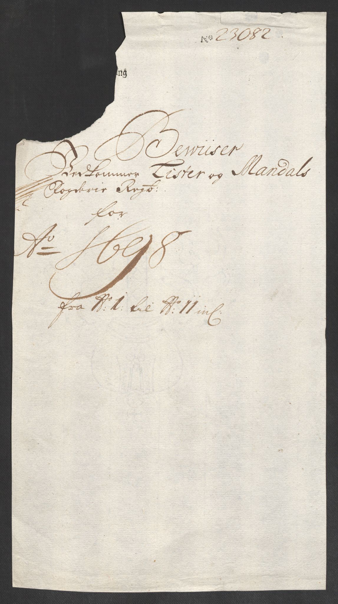 Rentekammeret inntil 1814, Reviderte regnskaper, Fogderegnskap, RA/EA-4092/R43/L2547: Fogderegnskap Lista og Mandal, 1698-1699, p. 19