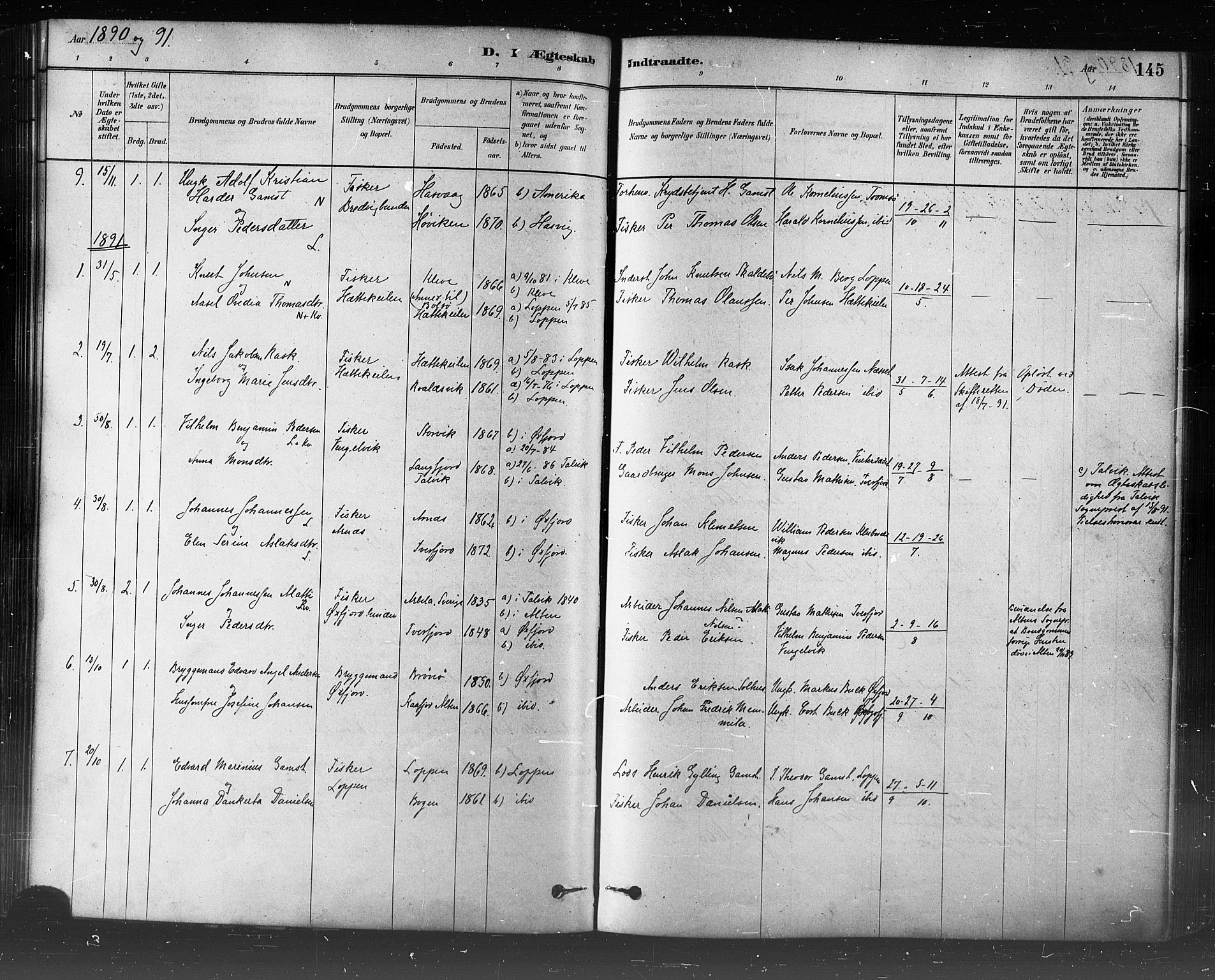 Loppa sokneprestkontor, SATØ/S-1339/H/Ha/L0006kirke: Parish register (official) no. 6, 1879-1895, p. 145