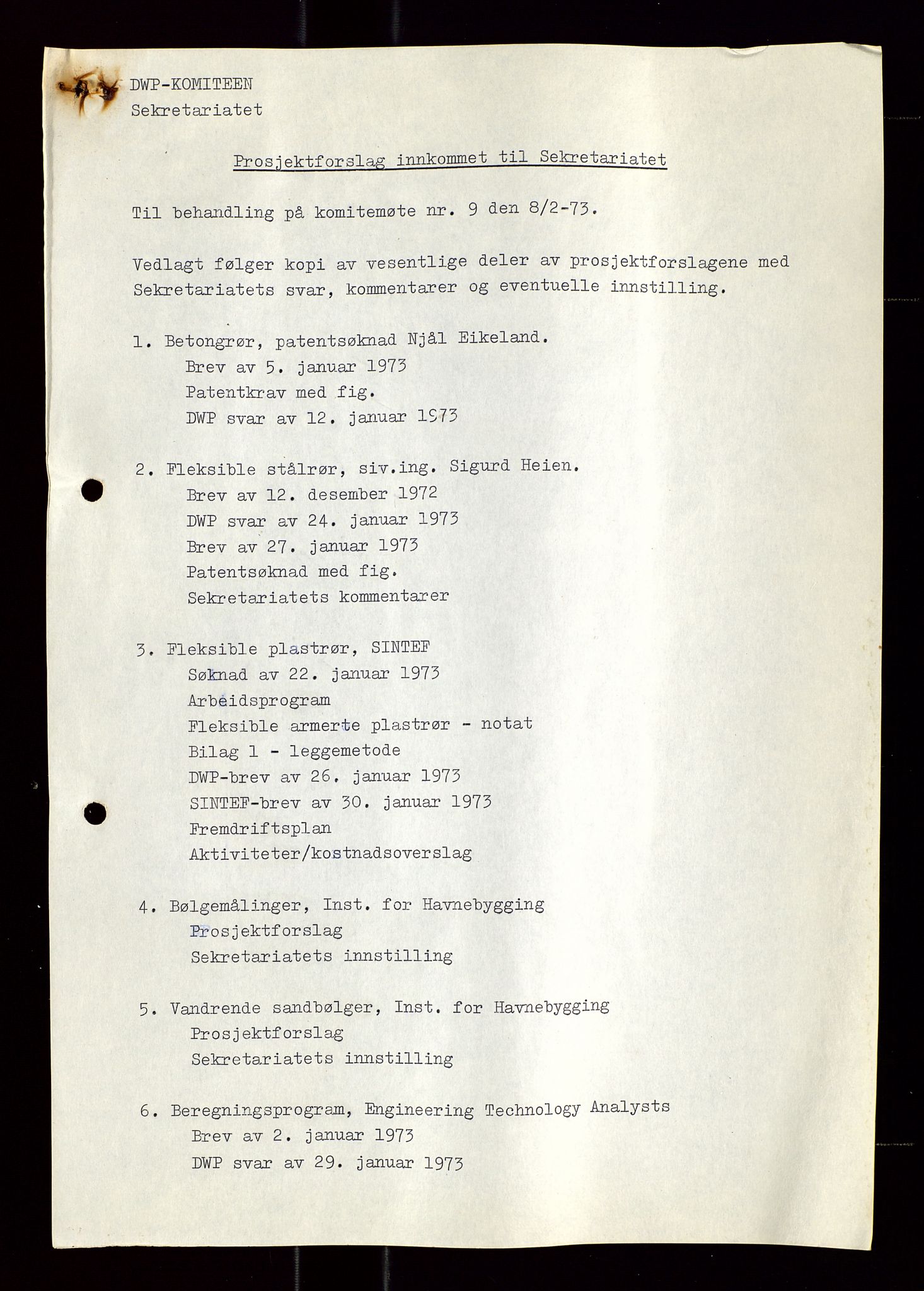 Industridepartementet, Oljekontoret, AV/SAST-A-101348/Di/L0004: DWP, møter, komite`møter, 761 forskning/teknologi, 1972-1975, p. 239