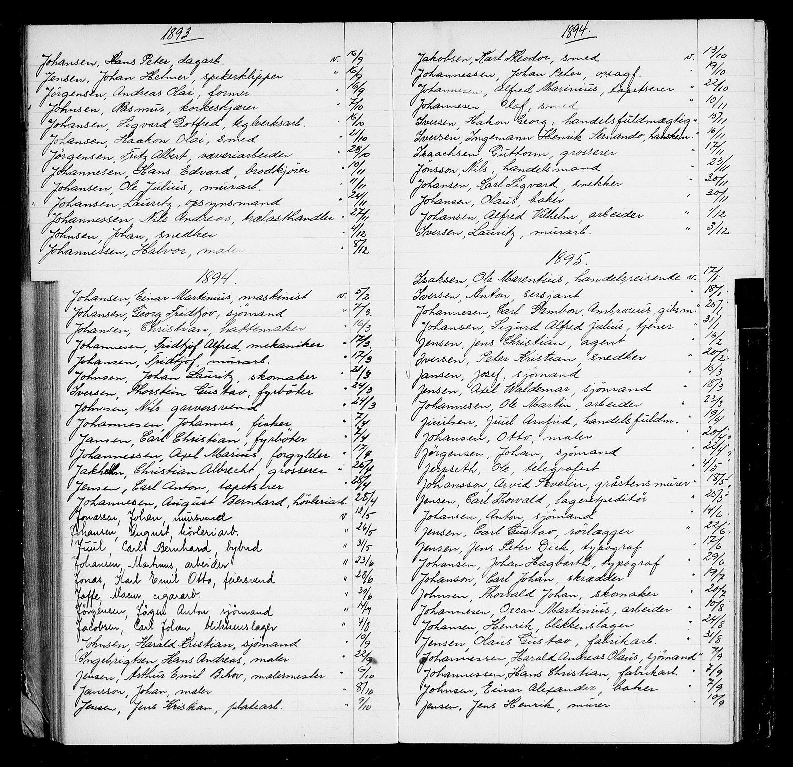 Oslo byfogd avd. I, AV/SAO-A-10220/L/La/L0001: Register - Vigsler og testamenter, 1886-1910, p. 54
