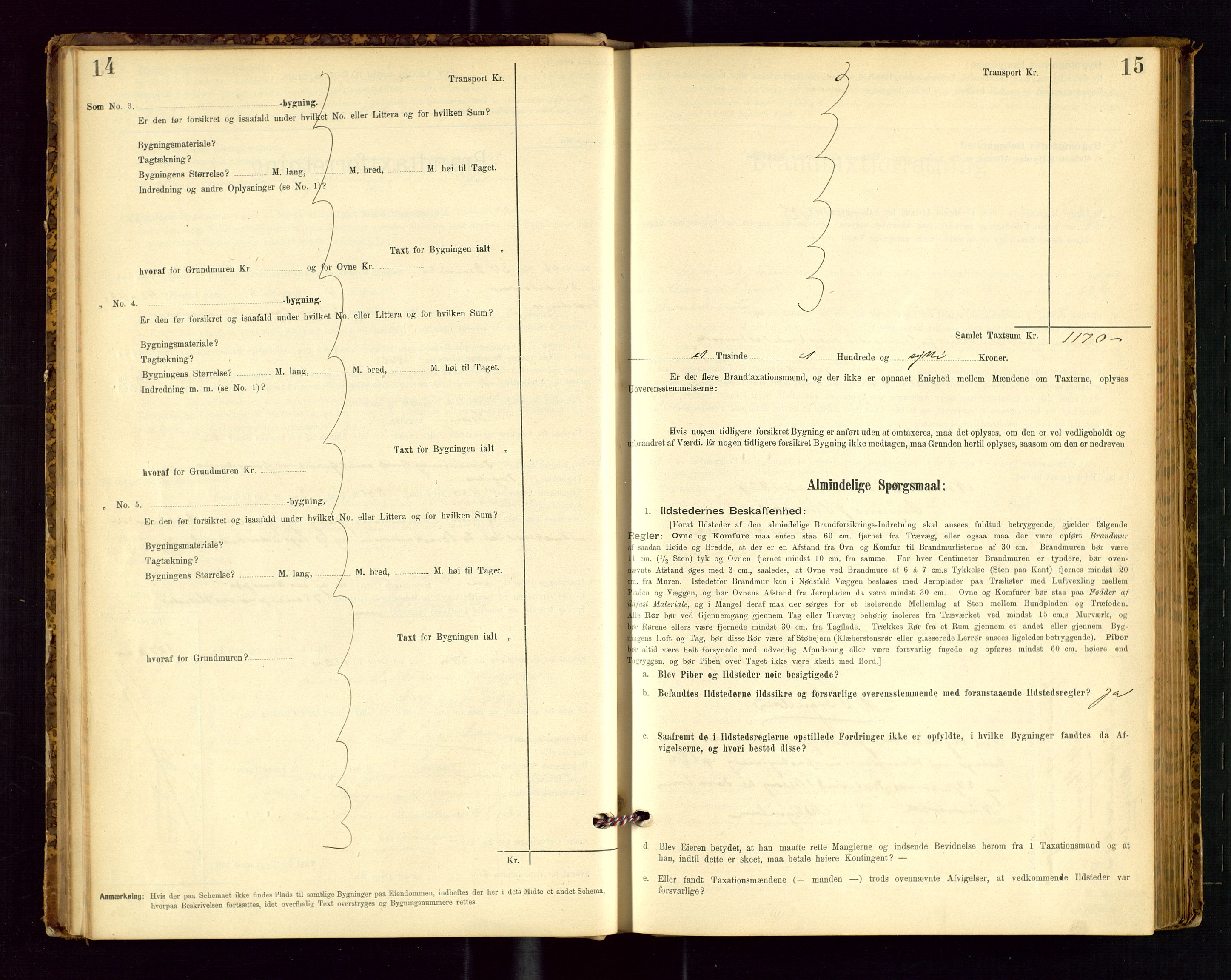 Avaldsnes lensmannskontor, SAST/A-100286/Gob/L0001: "Brandtaxationsprotokol for Avaldsnes Lensmandsdistrikt Ryfylke Fogderi", 1894-1925, p. 14-15
