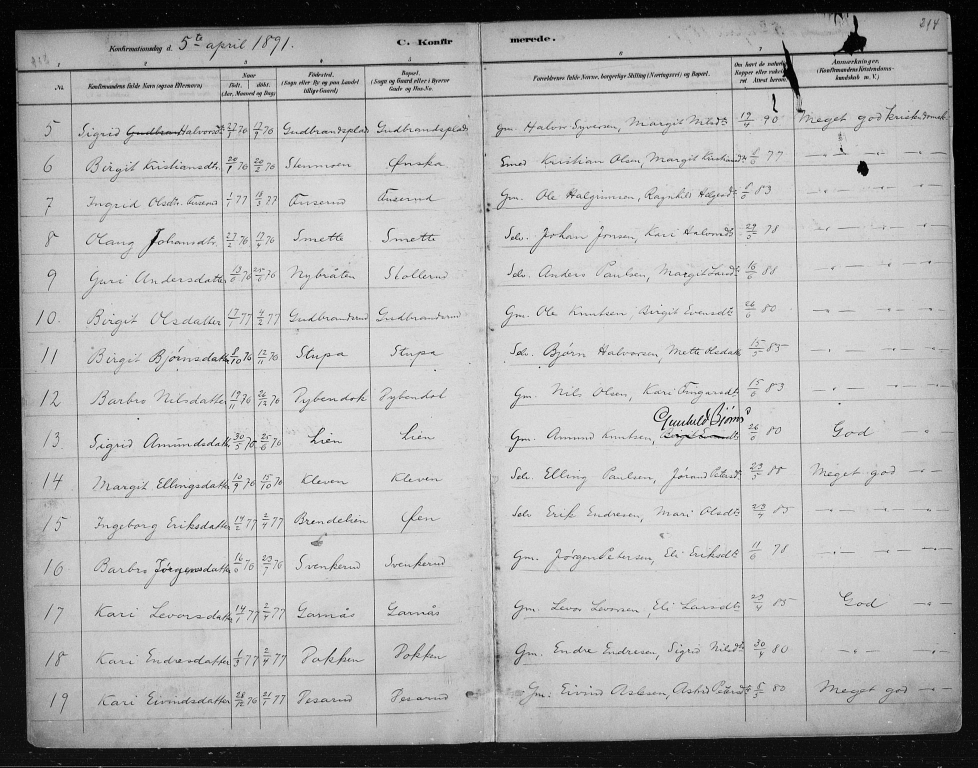 Nes kirkebøker, AV/SAKO-A-236/F/Fa/L0011: Parish register (official) no. 11, 1881-1912, p. 214