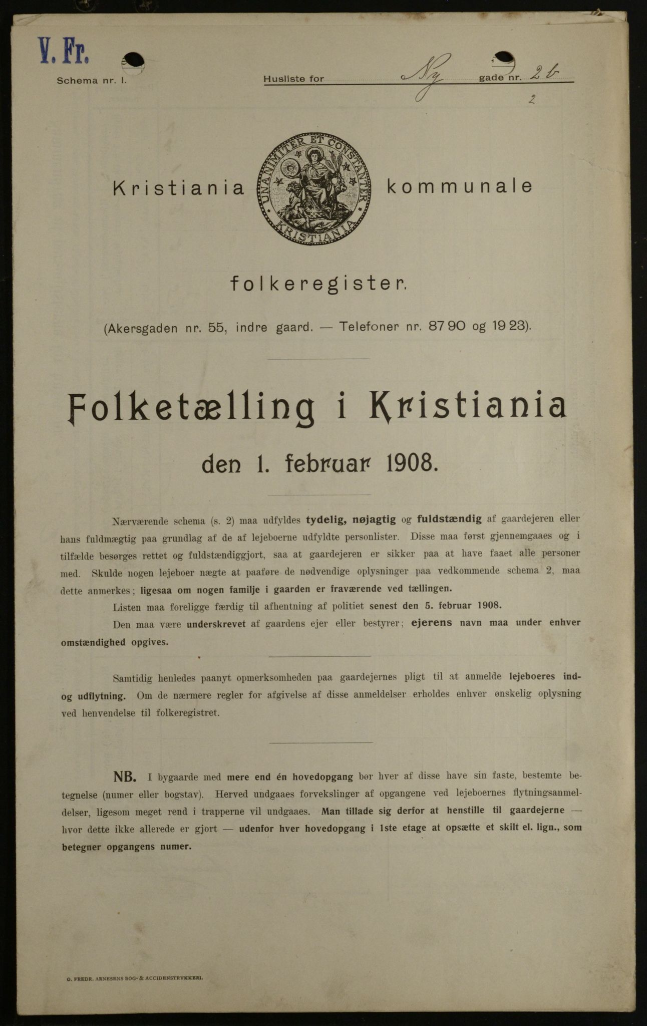 OBA, Municipal Census 1908 for Kristiania, 1908, p. 66452