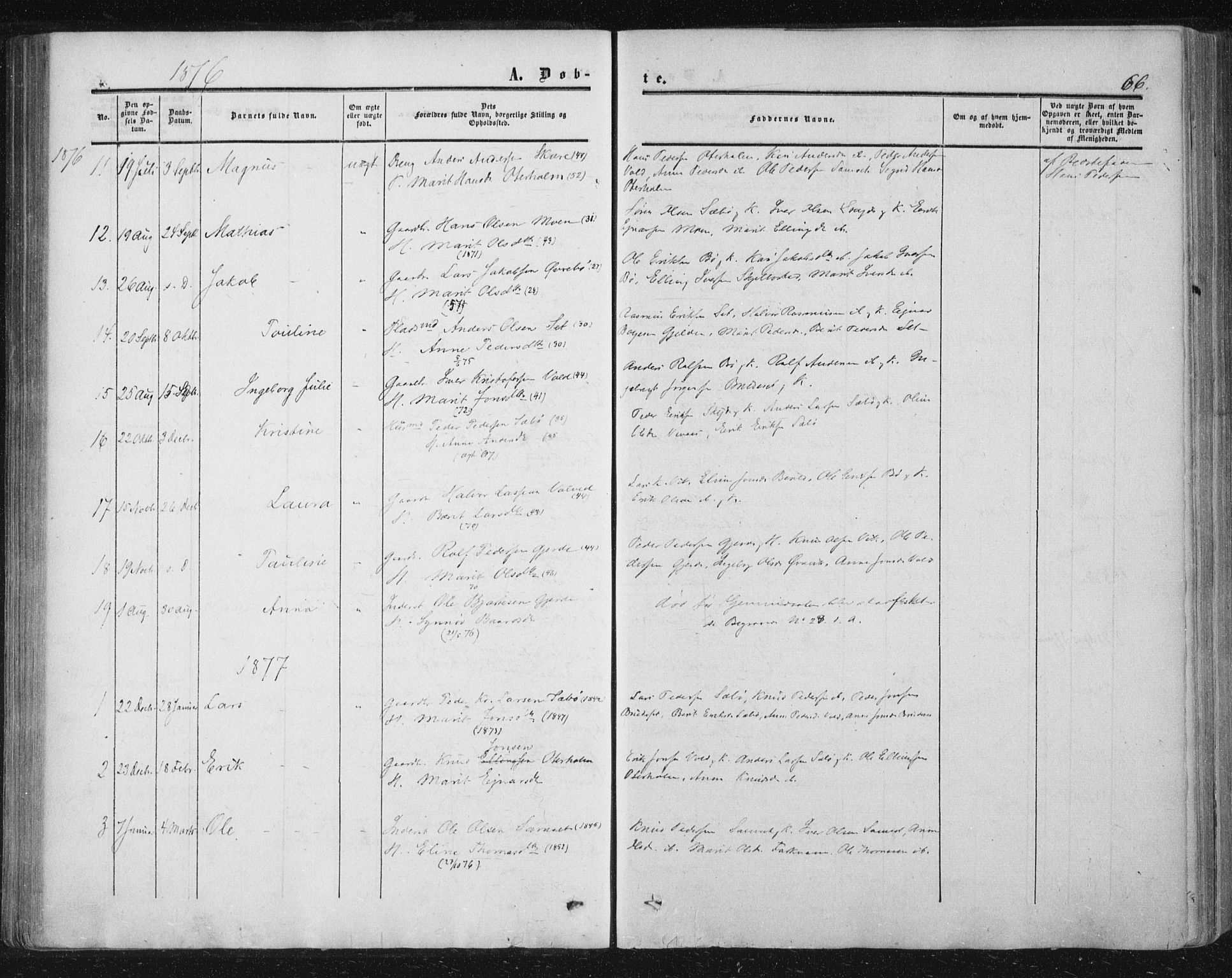 Ministerialprotokoller, klokkerbøker og fødselsregistre - Møre og Romsdal, AV/SAT-A-1454/543/L0562: Parish register (official) no. 543A02, 1854-1884, p. 66