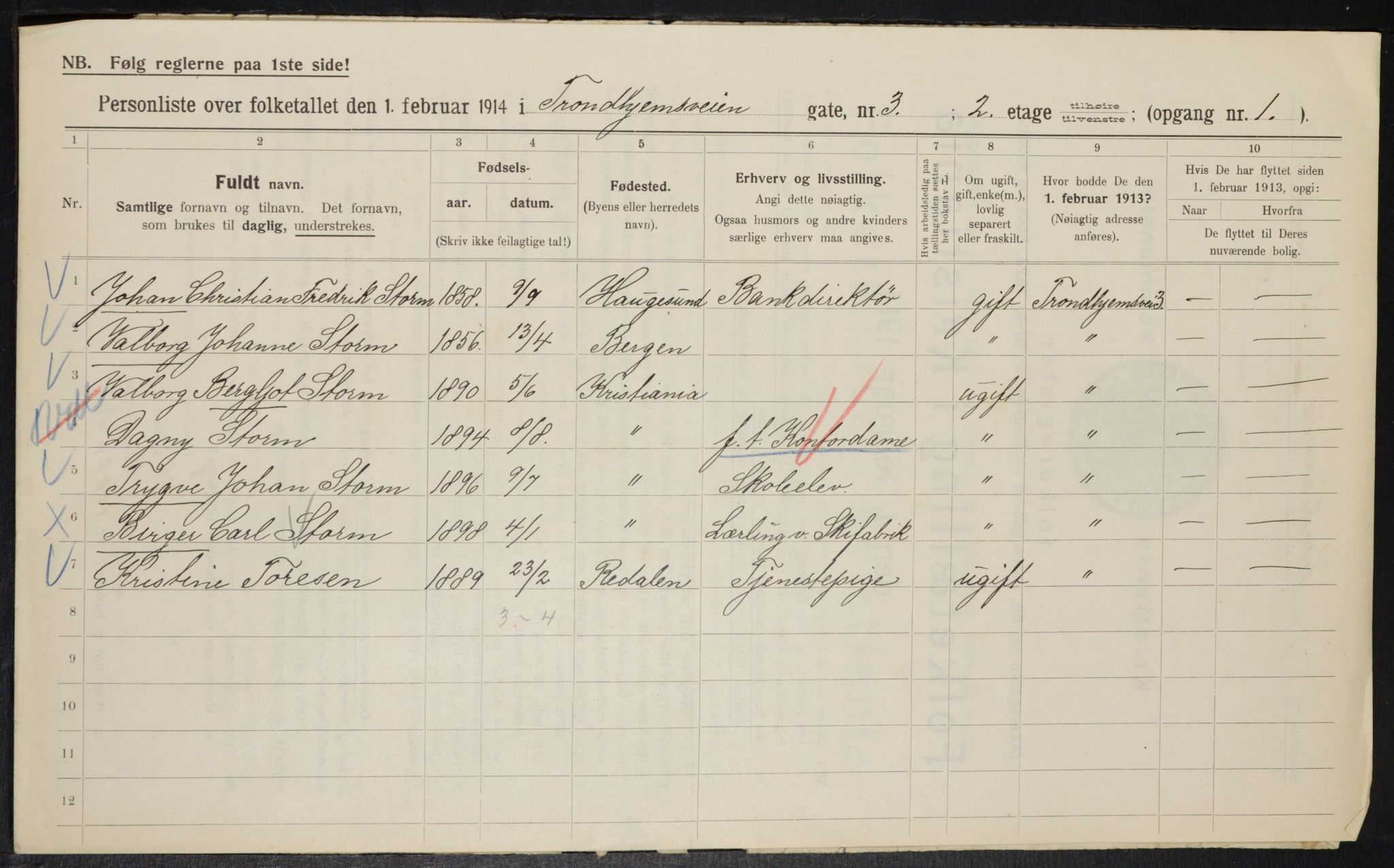OBA, Municipal Census 1914 for Kristiania, 1914, p. 116822