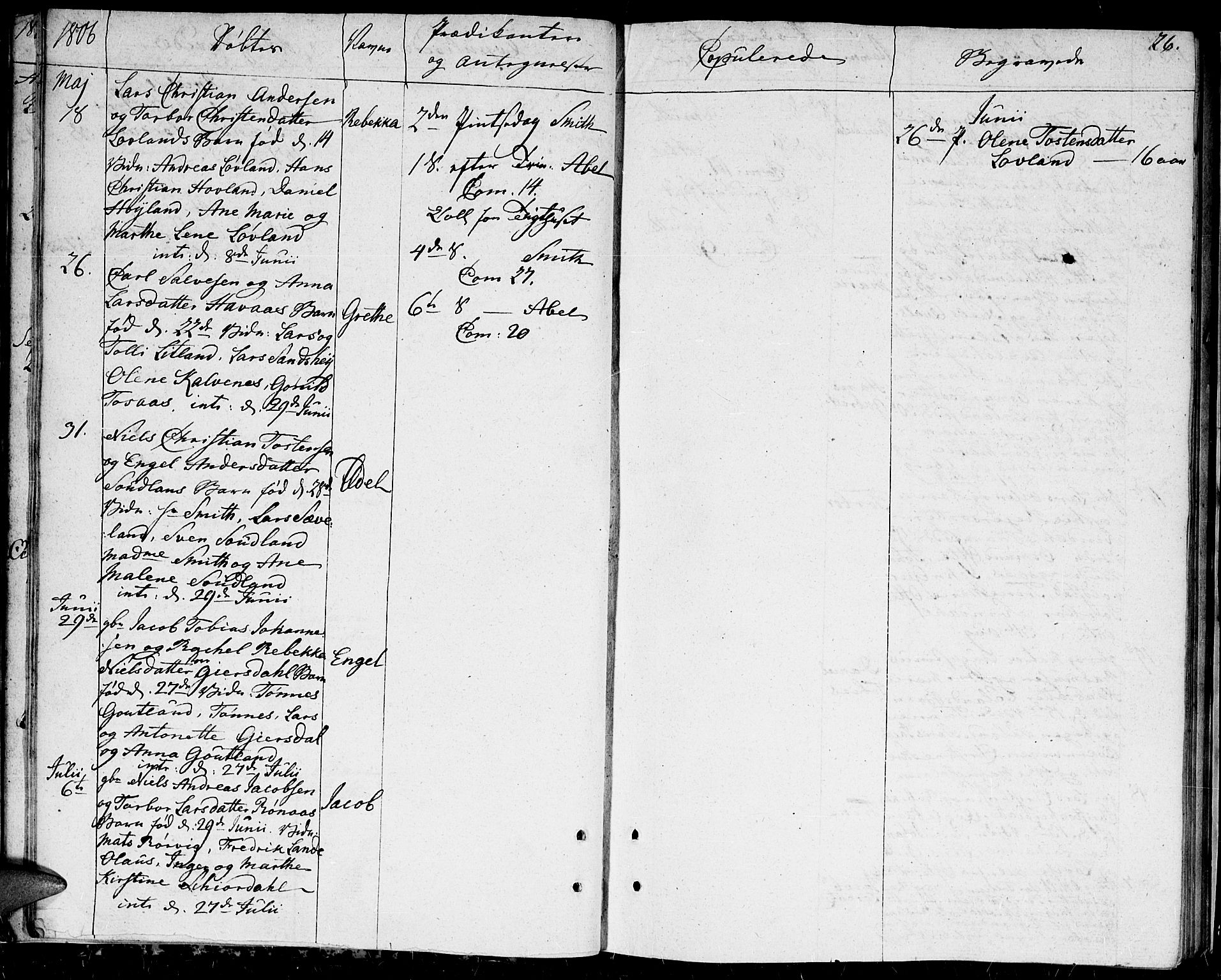 Herad sokneprestkontor, SAK/1111-0018/F/Fa/Faa/L0002: Parish register (official) no. A 2, 1800-1815, p. 26