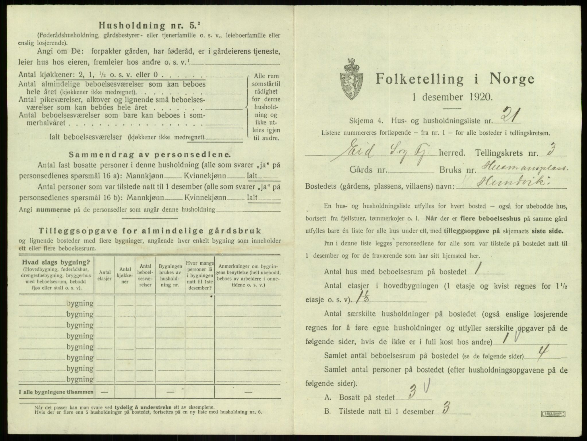 SAB, 1920 census for Eid, 1920, p. 213