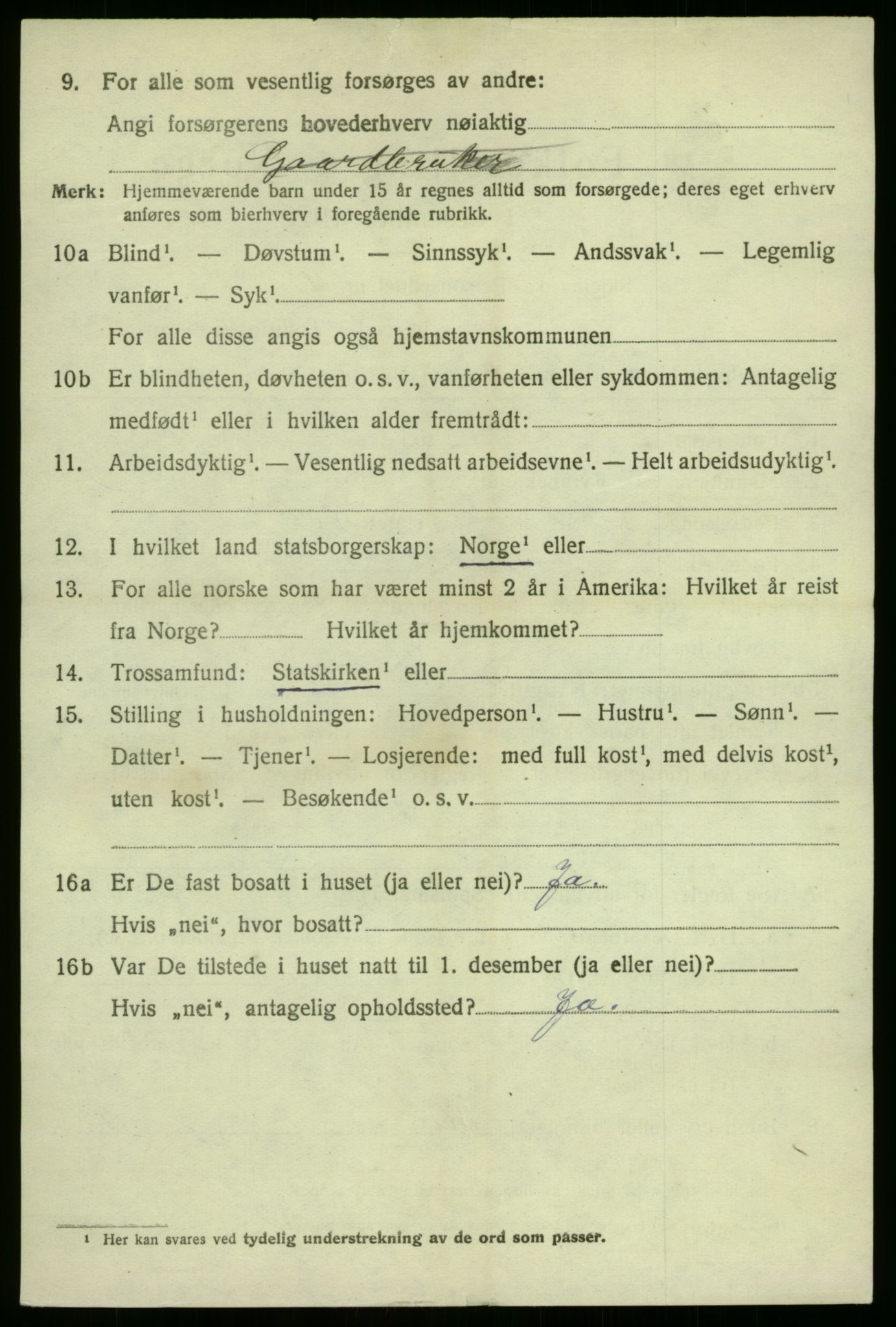 SAB, 1920 census for Førde, 1920, p. 1539