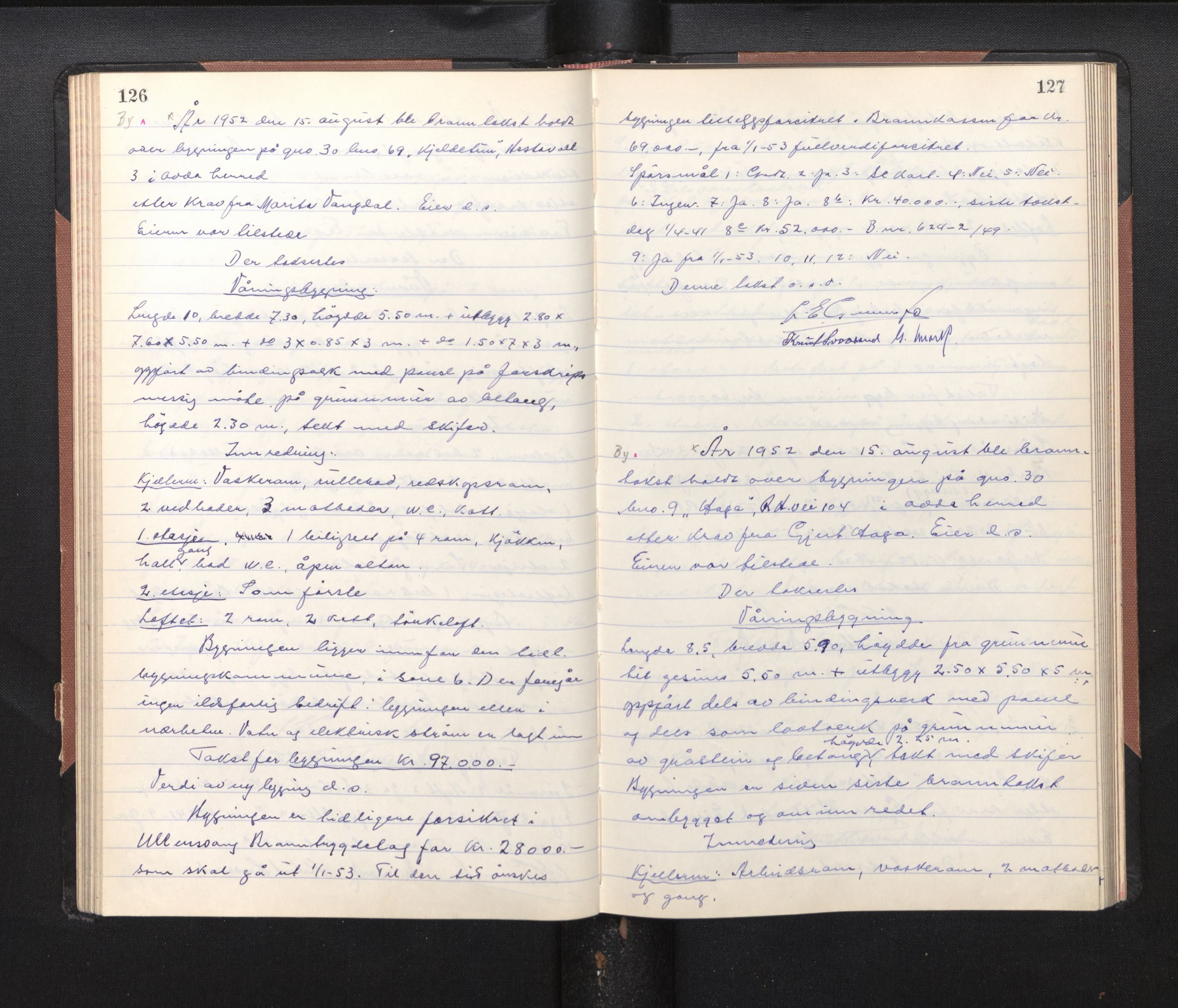 Lensmannen i Odda, AV/SAB-A-34001/0012/L0002: Branntakstprotokoll, 1949-1955, p. 126-127