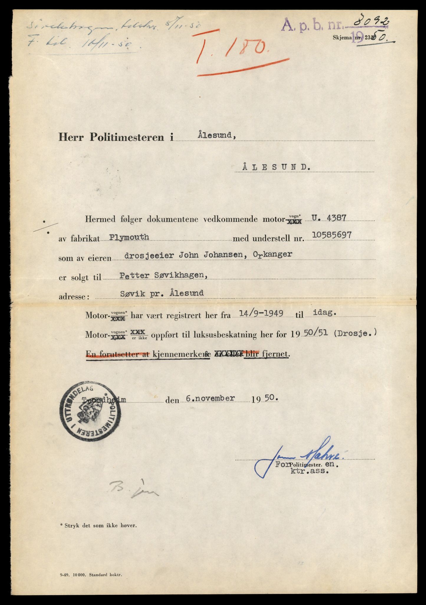 Møre og Romsdal vegkontor - Ålesund trafikkstasjon, AV/SAT-A-4099/F/Fe/L0044: Registreringskort for kjøretøy T 14205 - T 14319, 1927-1998, p. 335