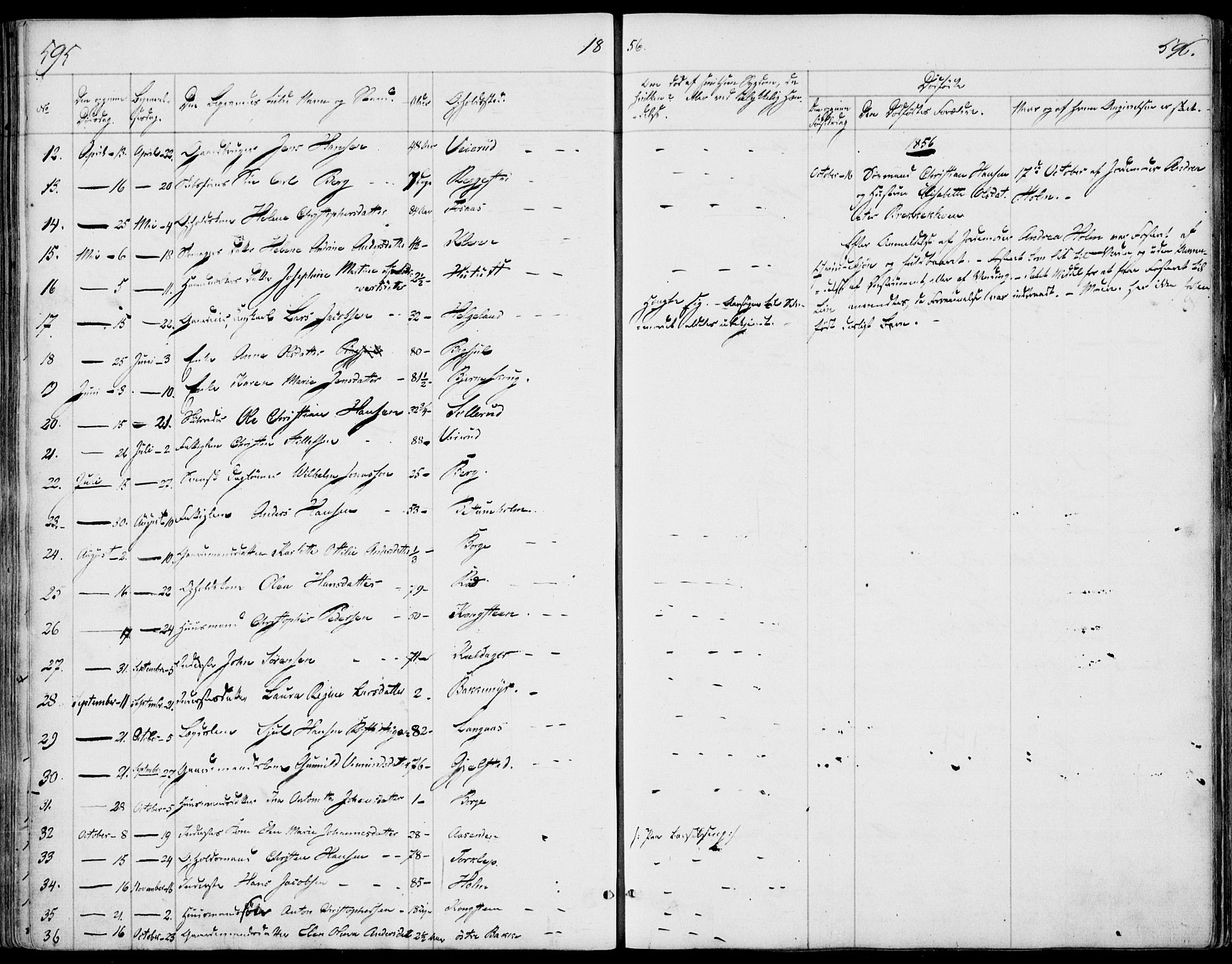 Våle kirkebøker, AV/SAKO-A-334/F/Fa/L0009b: Parish register (official) no. I 9B, 1841-1860, p. 595-596