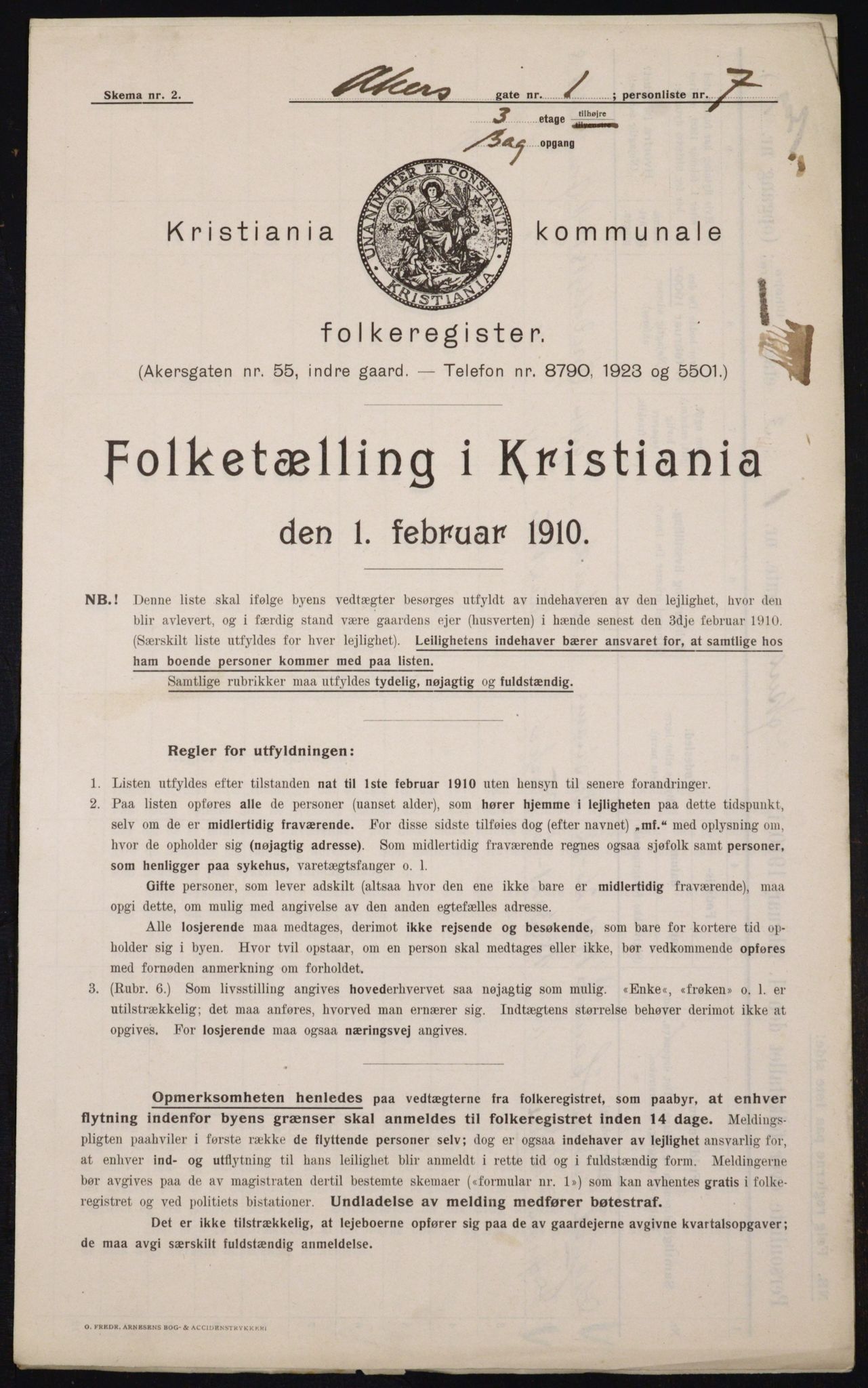 OBA, Municipal Census 1910 for Kristiania, 1910, p. 302