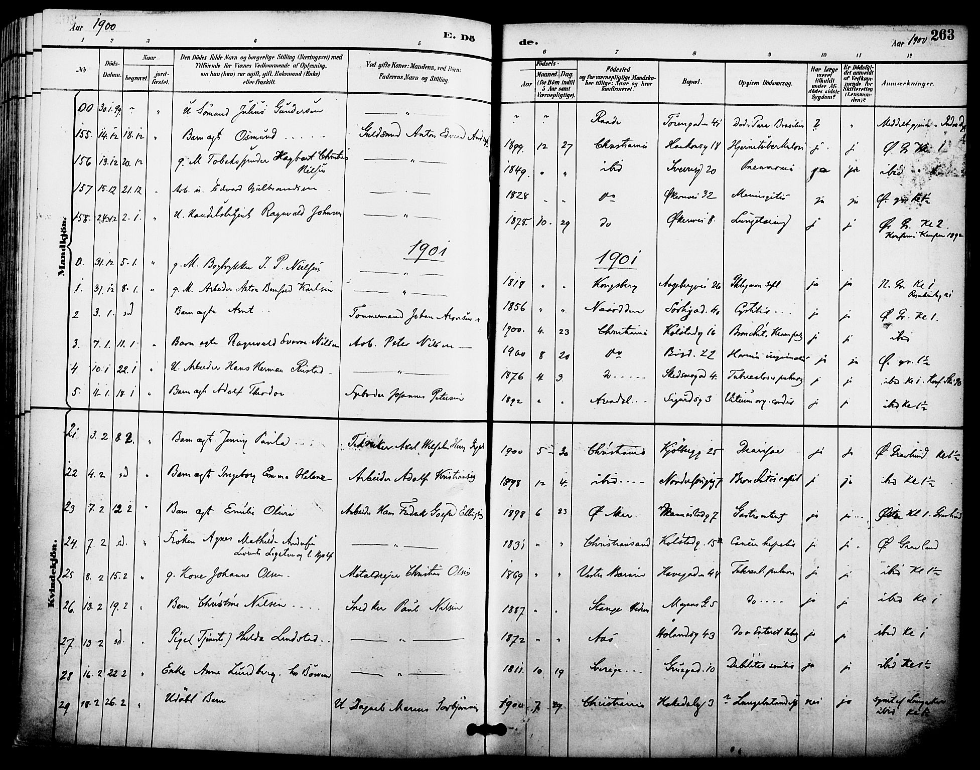 Kampen prestekontor Kirkebøker, SAO/A-10853/F/Fa/L0008: Parish register (official) no. I 8, 1892-1902, p. 263