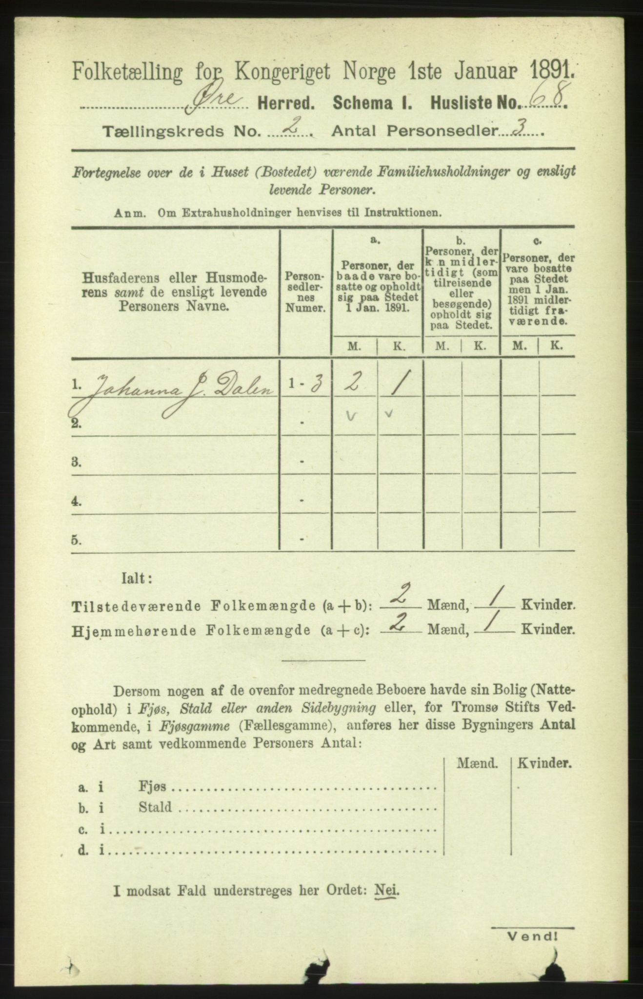 RA, 1891 census for 1558 Øre, 1891, p. 498