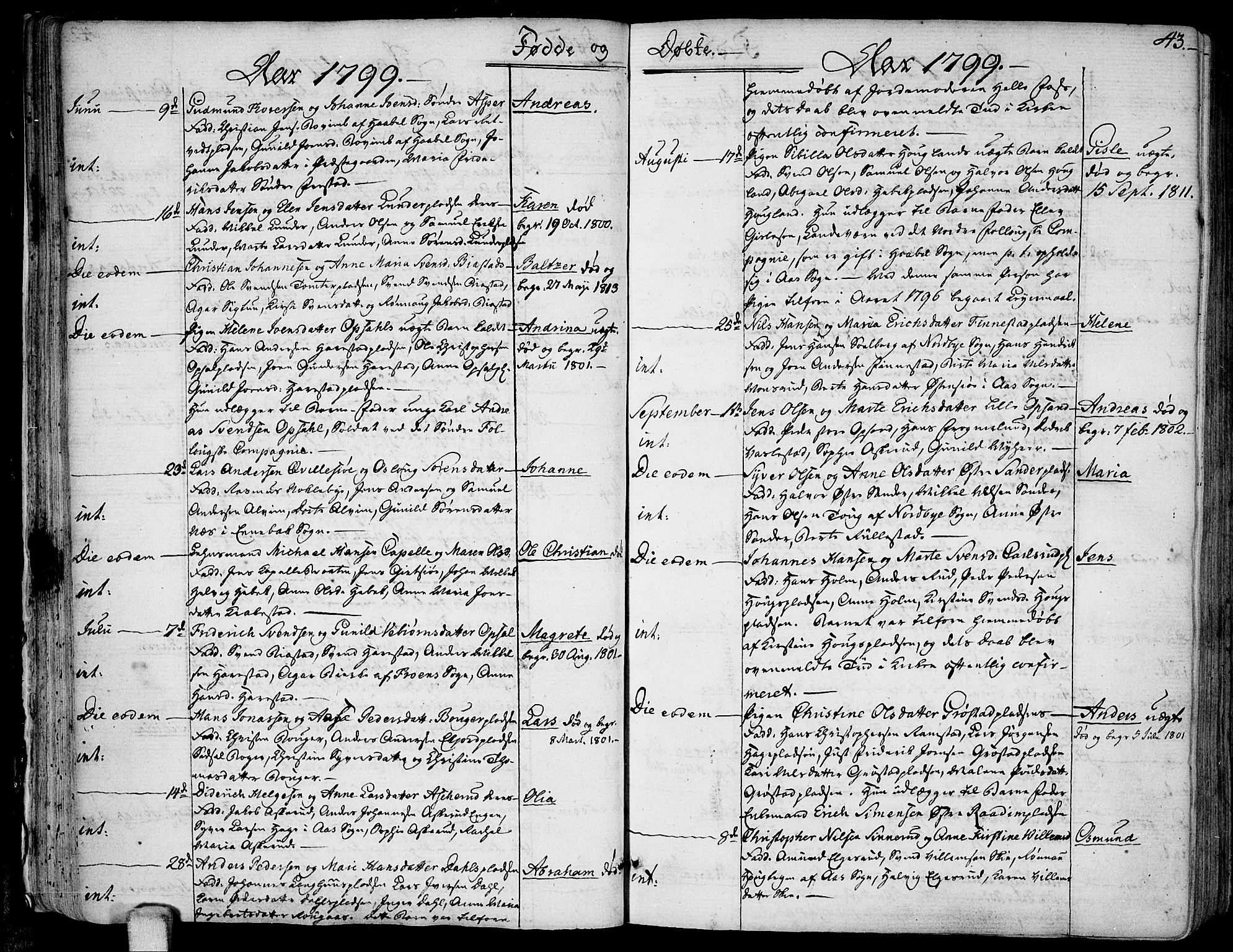 Kråkstad prestekontor Kirkebøker, AV/SAO-A-10125a/F/Fa/L0002: Parish register (official) no. I 2, 1786-1814, p. 43