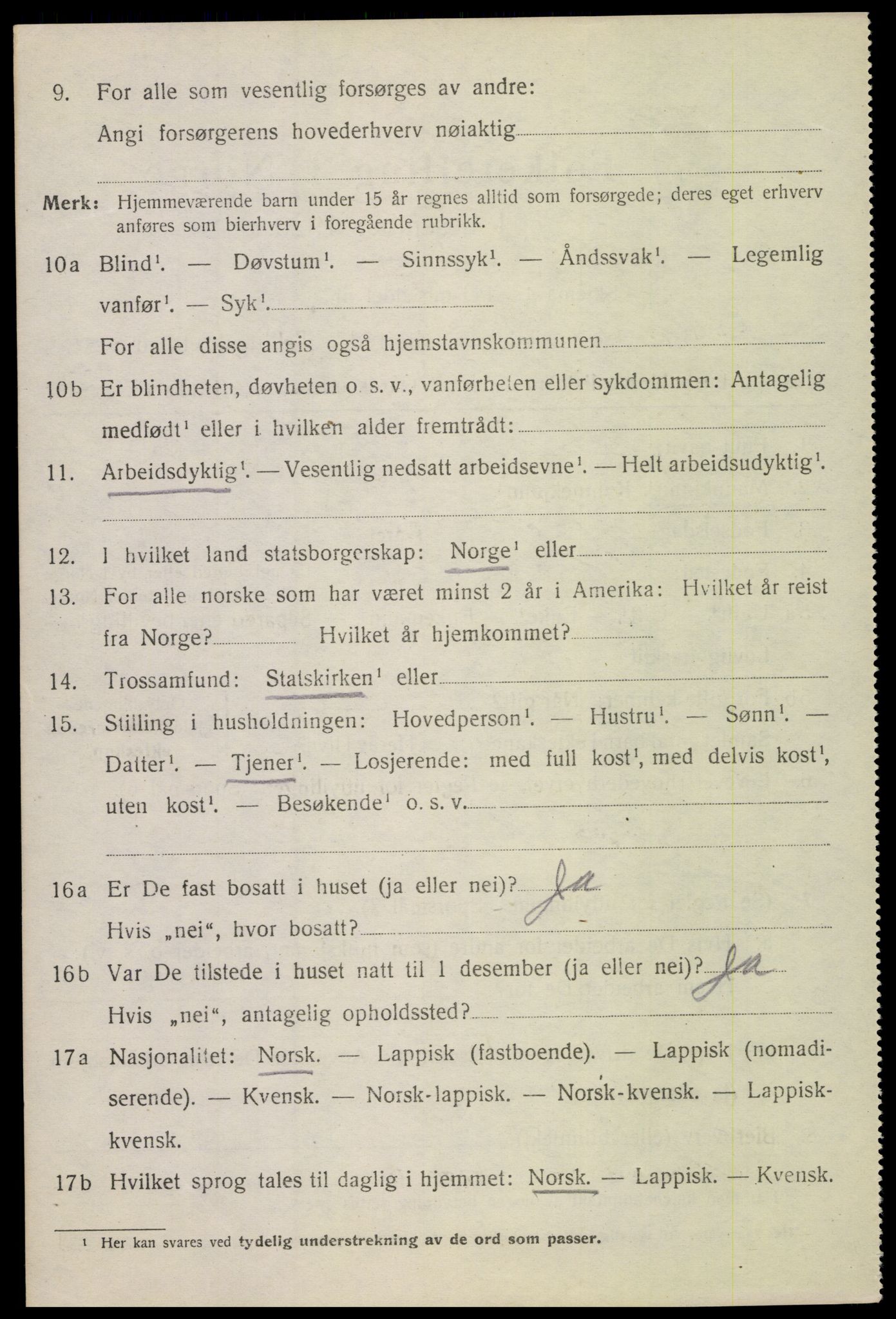 SAT, 1920 census for Skjerstad, 1920, p. 2740