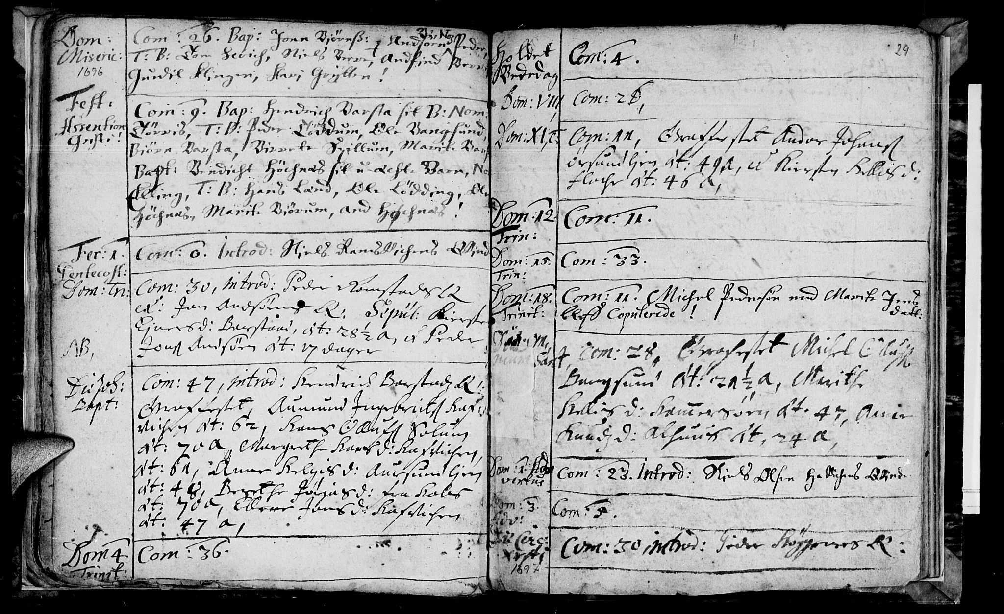 Ministerialprotokoller, klokkerbøker og fødselsregistre - Nord-Trøndelag, SAT/A-1458/770/L0587: Parish register (official) no. 770A01, 1689-1697, p. 28-29