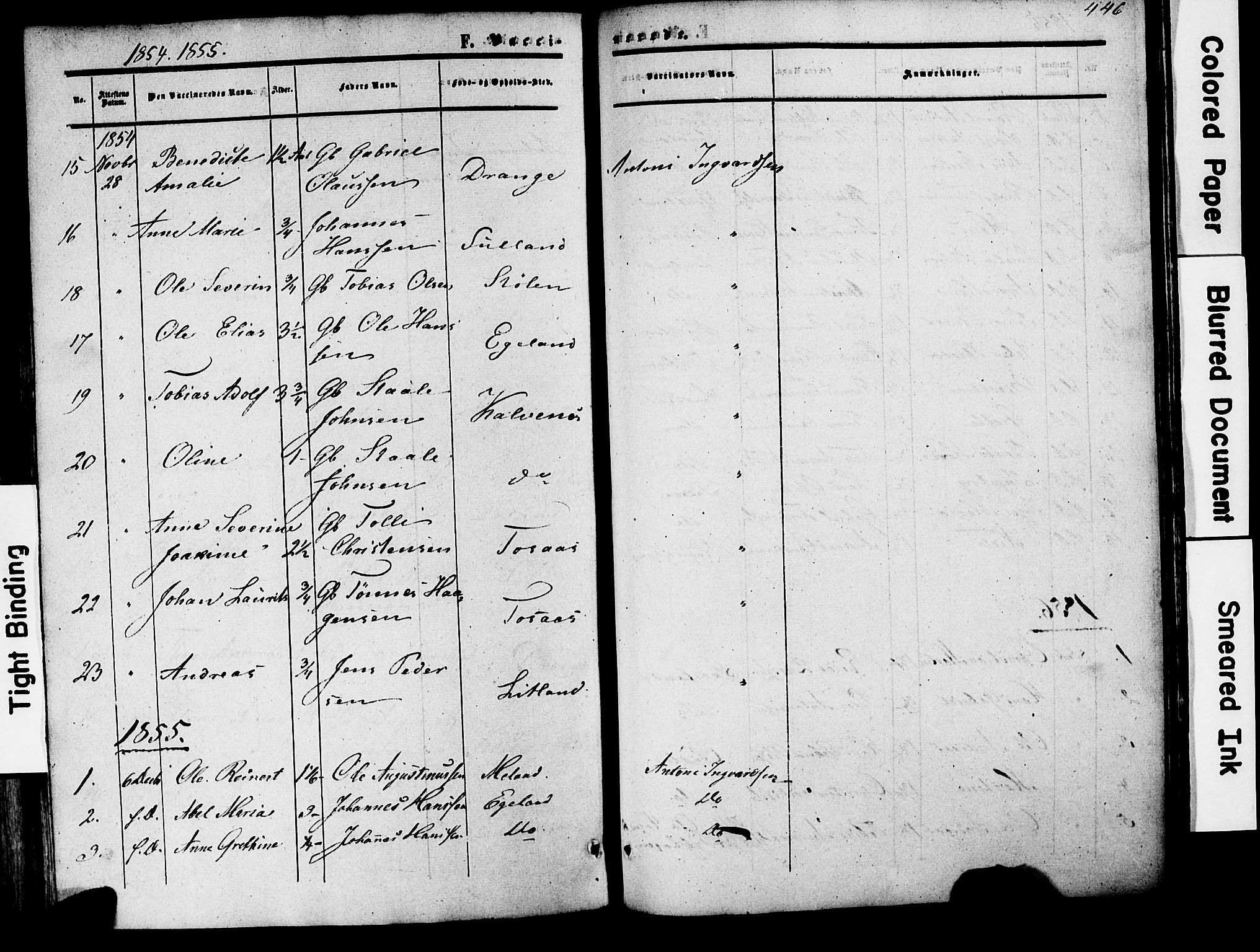 Herad sokneprestkontor, AV/SAK-1111-0018/F/Fa/Faa/L0005: Parish register (official) no. A 5, 1853-1886, p. 446